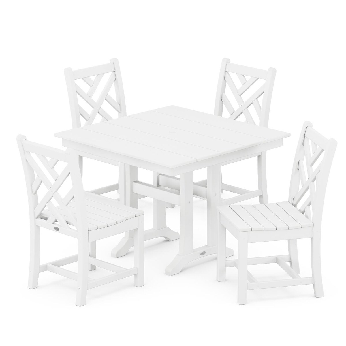 POLYWOOD Chippendale 5-Piece Farmhouse Trestle Side Chair Dining Set - Mycitystee