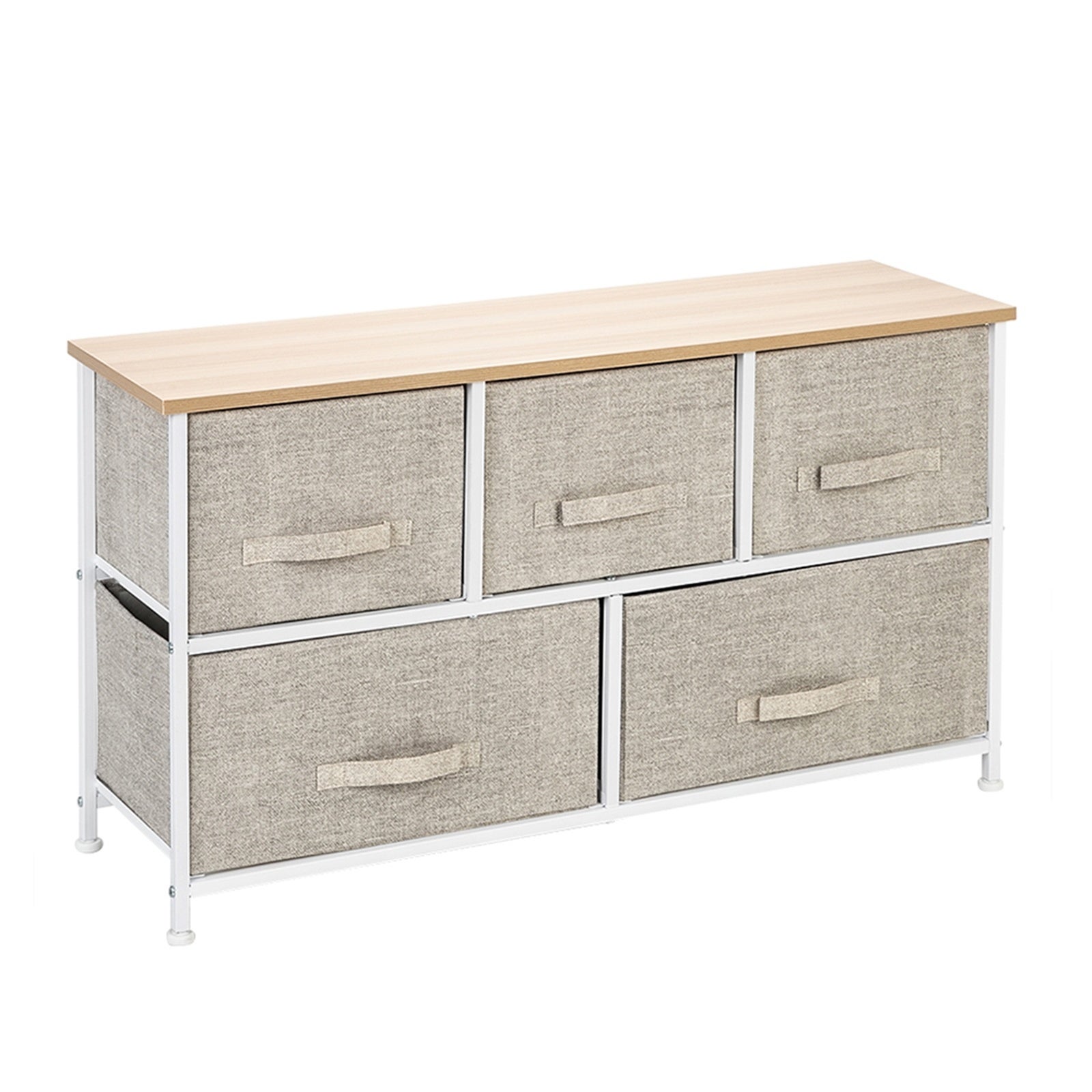 2 Tier Wide Closet Dresser， Dresser With 5 Easy Fabric Drawers And Metal Frame， For Closets， Dorm Room， Living Room， Hallway - - 37776928 - Mycitystee
