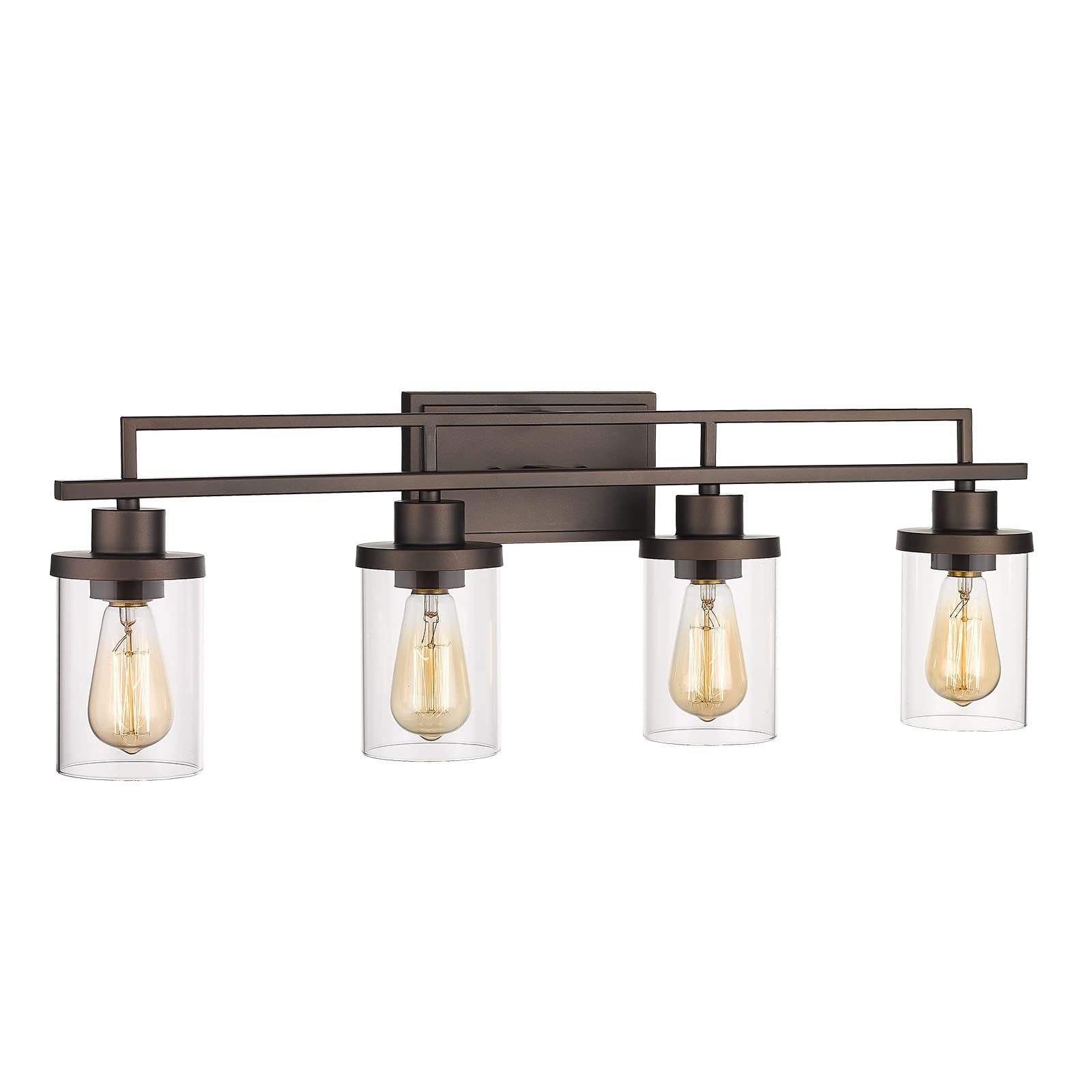 4-Light Vintage Bathroom Vanity Light，Oil Rubbed Bronze Finish with Clear Glass - ?Oil-rubbed Bronze - Mycitystee