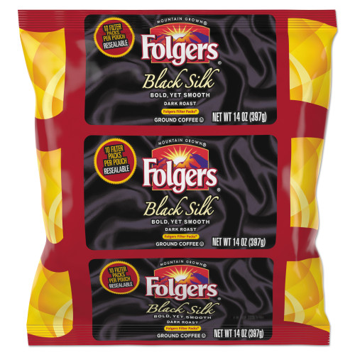 Folgers Coffee Filter Packs， Black Silk， 1.4 oz Pack， 40Packs/Carton (00016) - Mycitystee