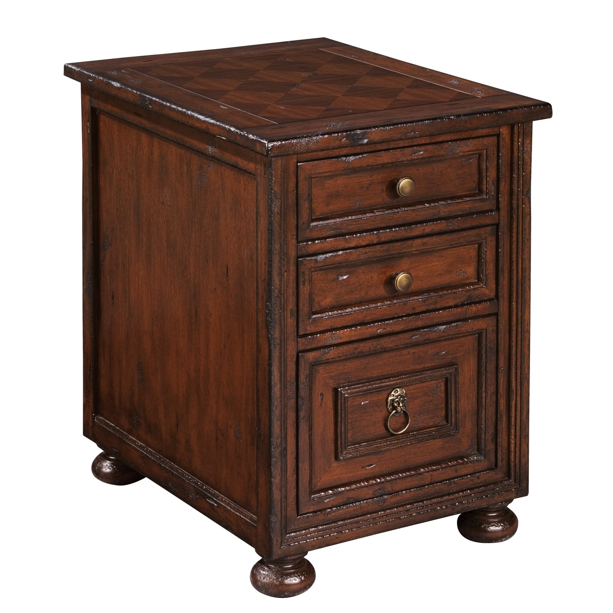 Havana Occasional Rustic， Vintage， Old World， Rich Brown Wood， Chairside Small Hall Chest， Dresser， 3 Drawer Nightstand - - 24229735 - Mycitystee