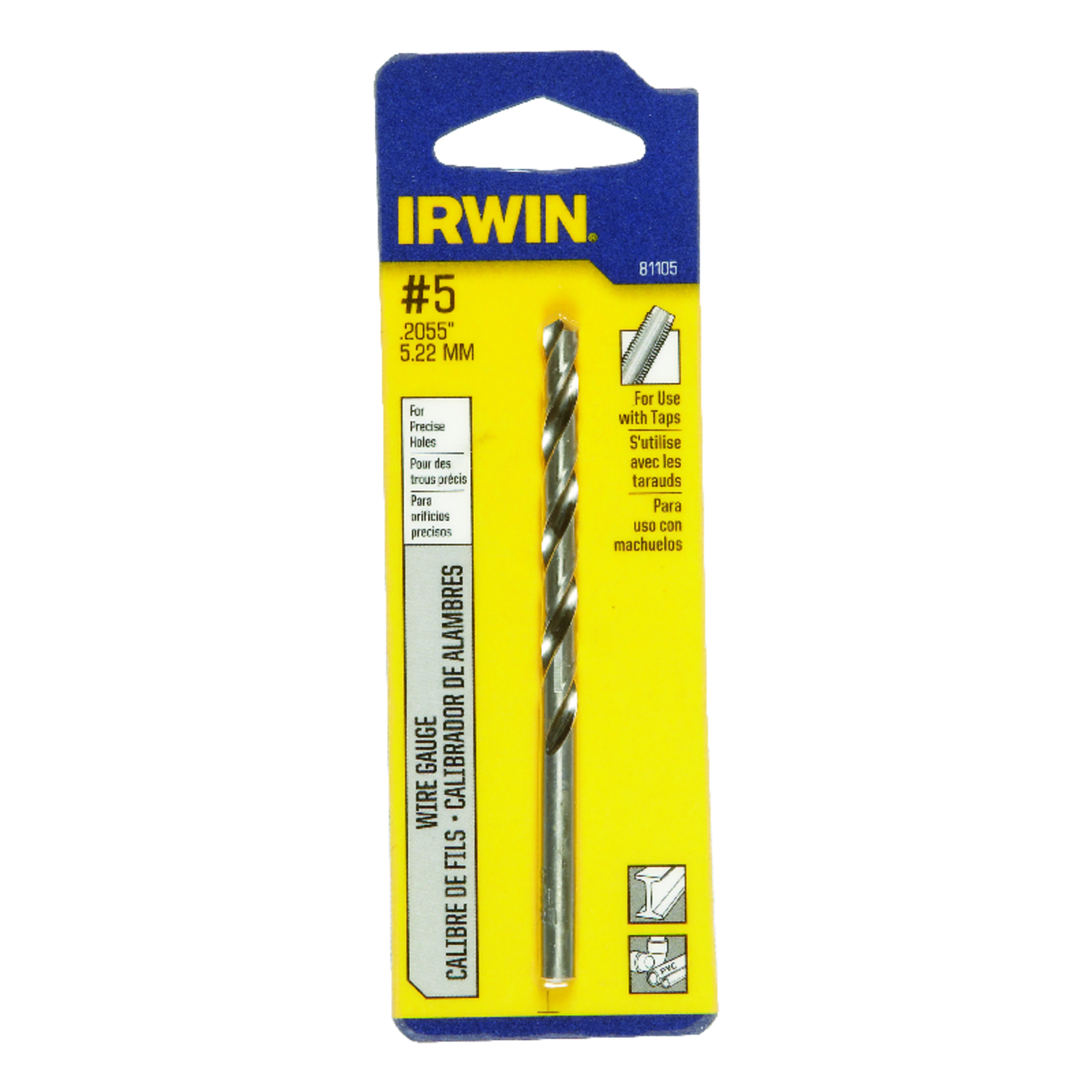 Irwin #5 X 3-3/4 in. L High Speed Steel Wire Gauge Bit 1 pc - Mycitystee