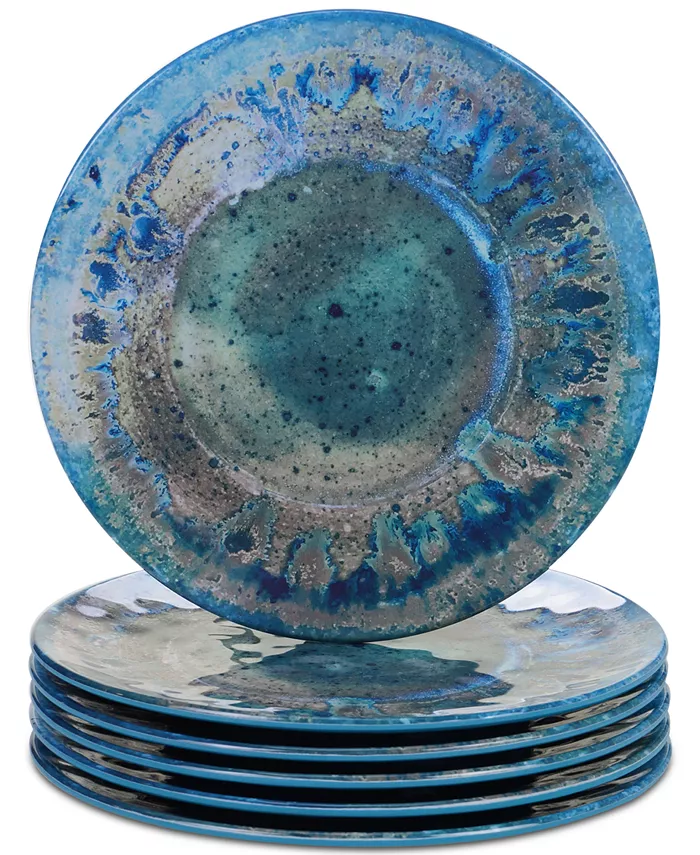 Certified International Radiance Teal Melamine Salad Plates， Set of 6 - Mycitystee