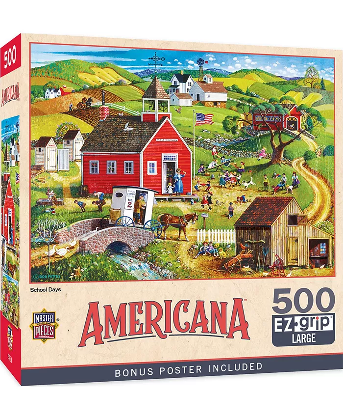 MasterPieces Puzzles Americana -  School Days 500 Piece Adult Jigsaw Puzzle - Mycitystee