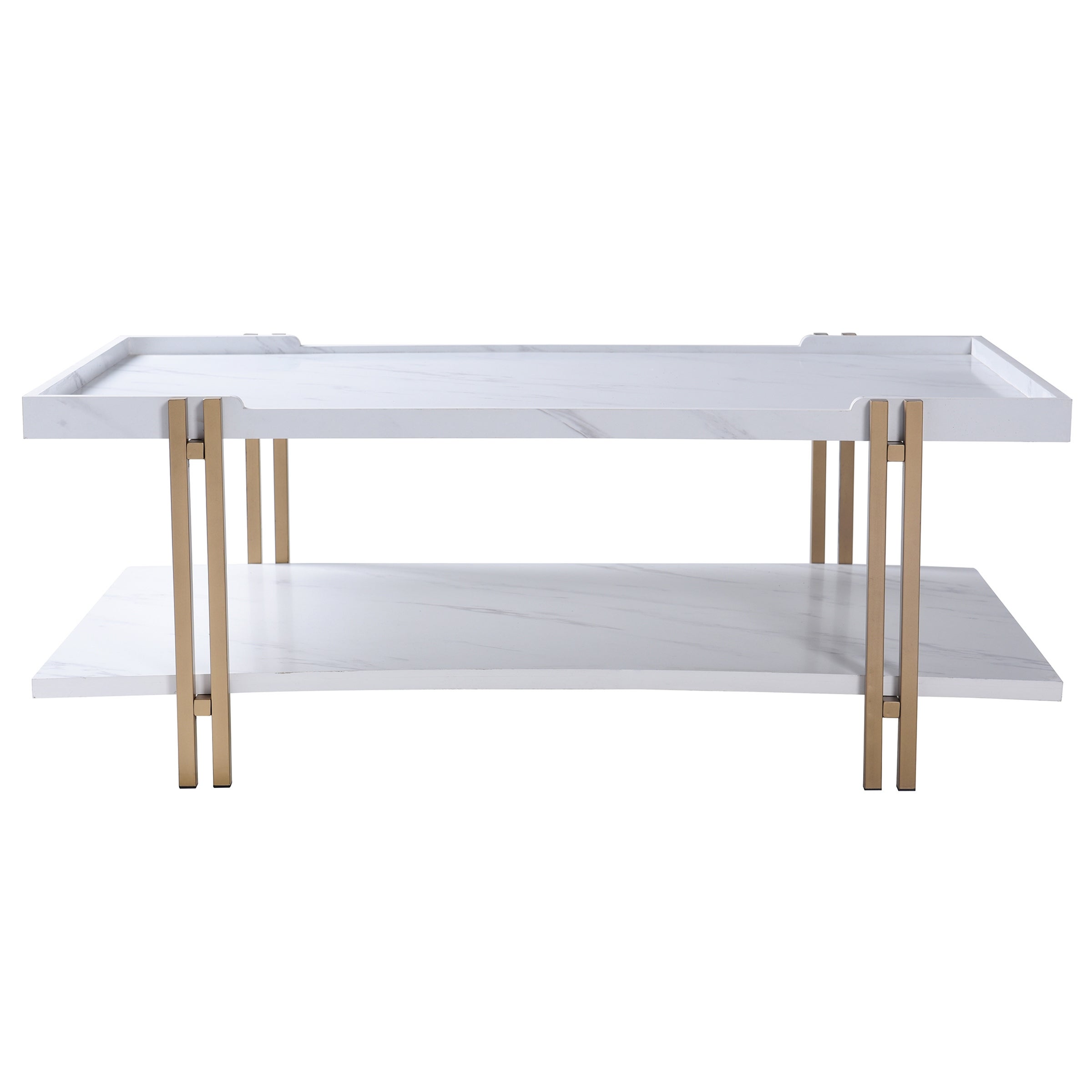 Dann Foley - Cocktail Table - Gold and White Marble Finish - Mycitystee