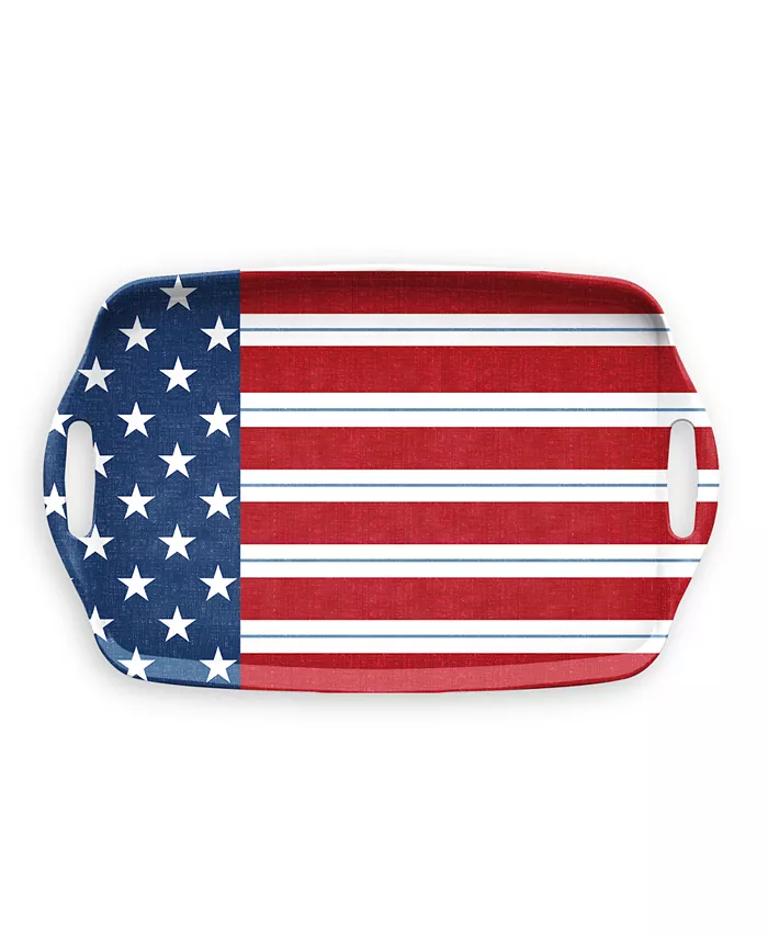 TarHong Melamine Stars Stripes Handled Tray， 19