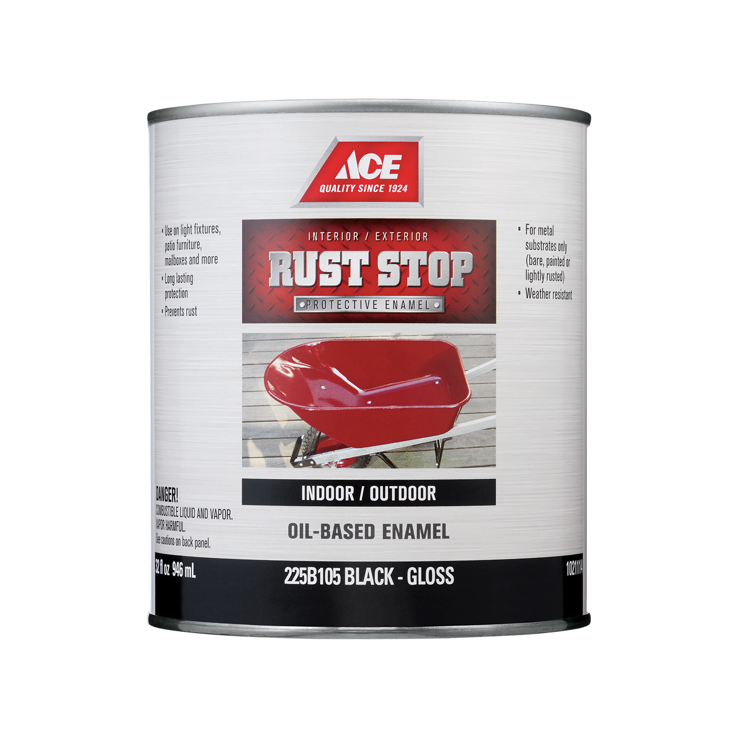 Ace Rust Stop Indoor and Outdoor Gloss Black Oil-Based Enamel Rust Preventative Paint 1 qt - Mycitystee