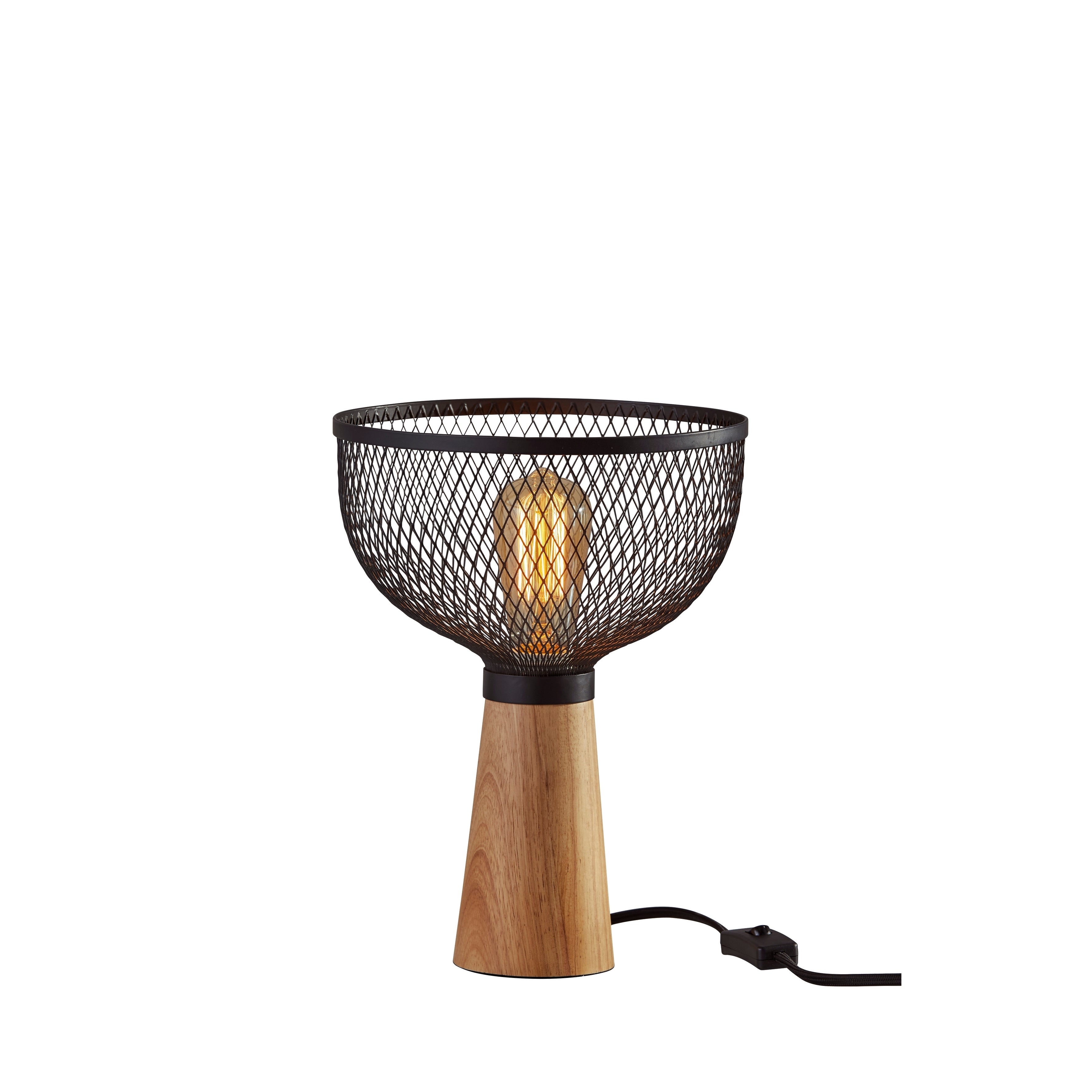 Carbon Loft Wiig Matte Black and Natural Rubber Wood Table Lamp - Mycitystee