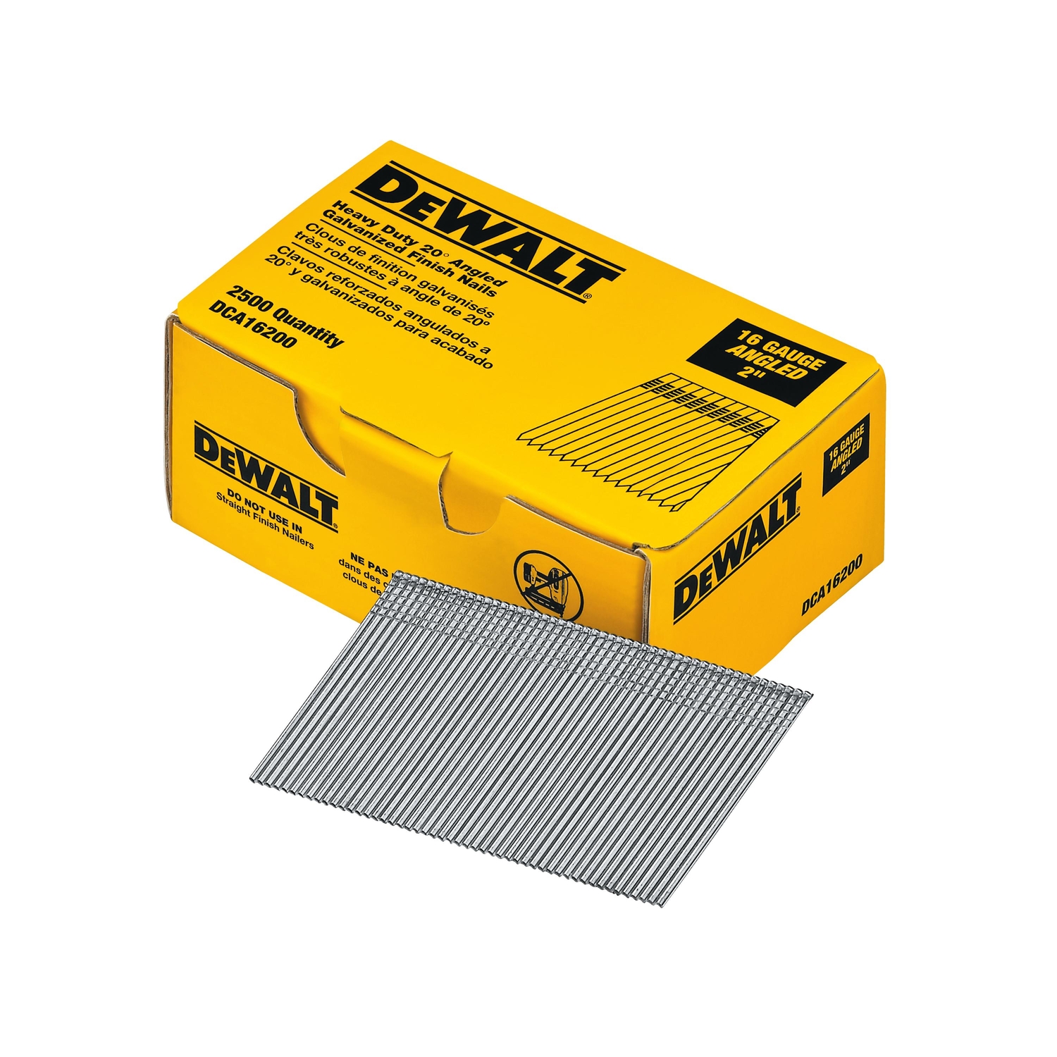 DeWalt 2 in. 16 Ga. Angled Strip Galvanized Finish Nails 20 deg 2，500 pk - Mycitystee