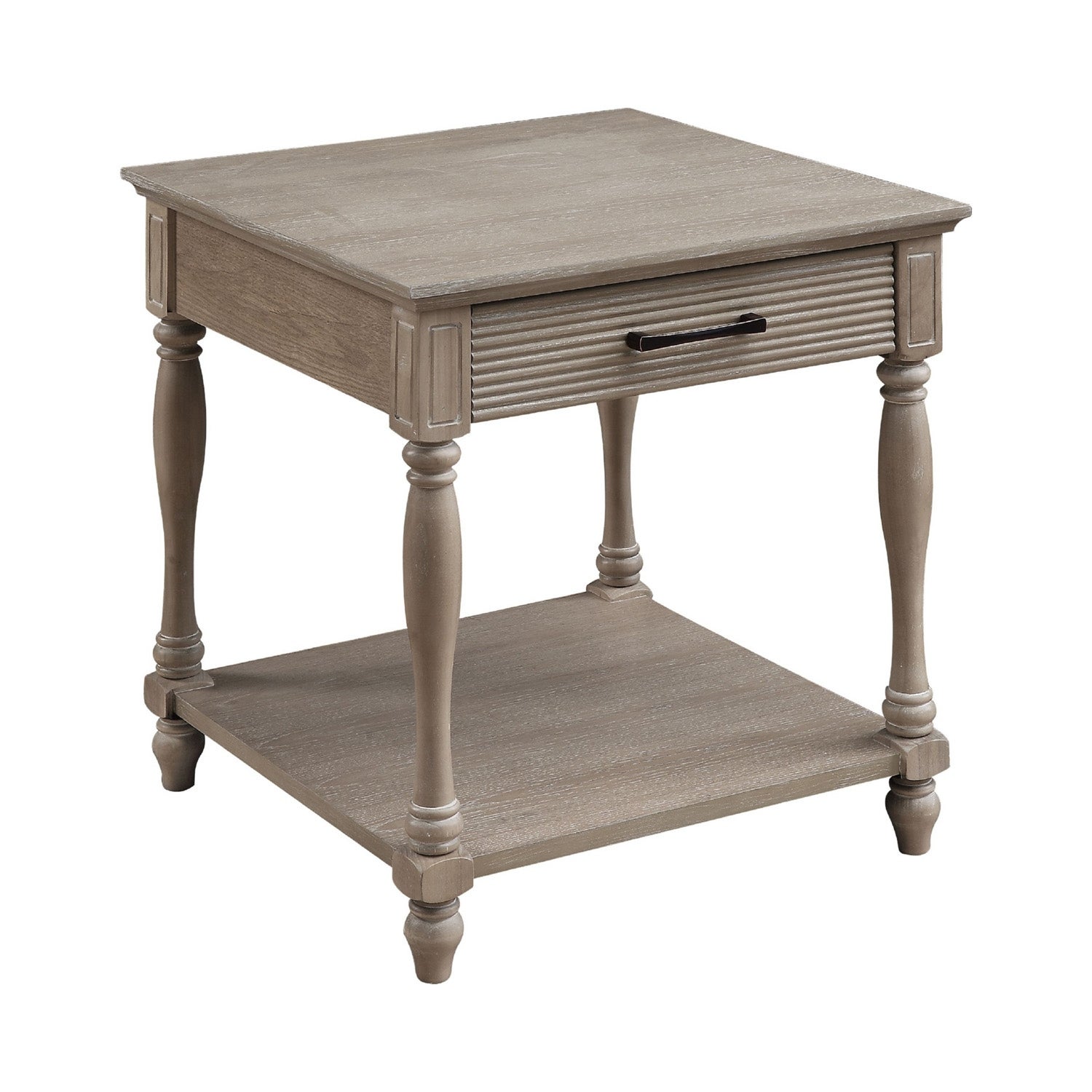 One Drawer Wooden End Table in Weathered Oak Finish - Mycitystee