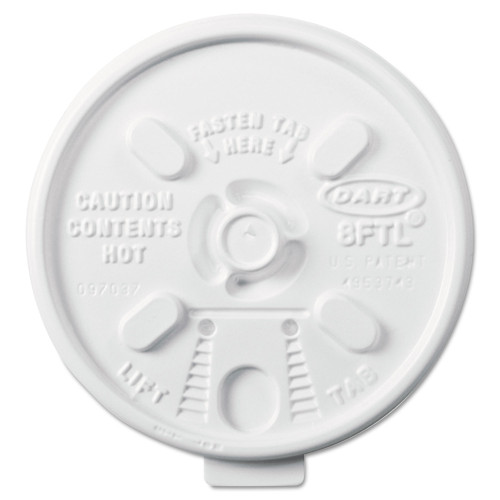 Dart Lift n' Lock Plastic Hot Cup Lids， Fits 8 oz Cups， White， 1，000/Carton (8FTL) - Mycitystee