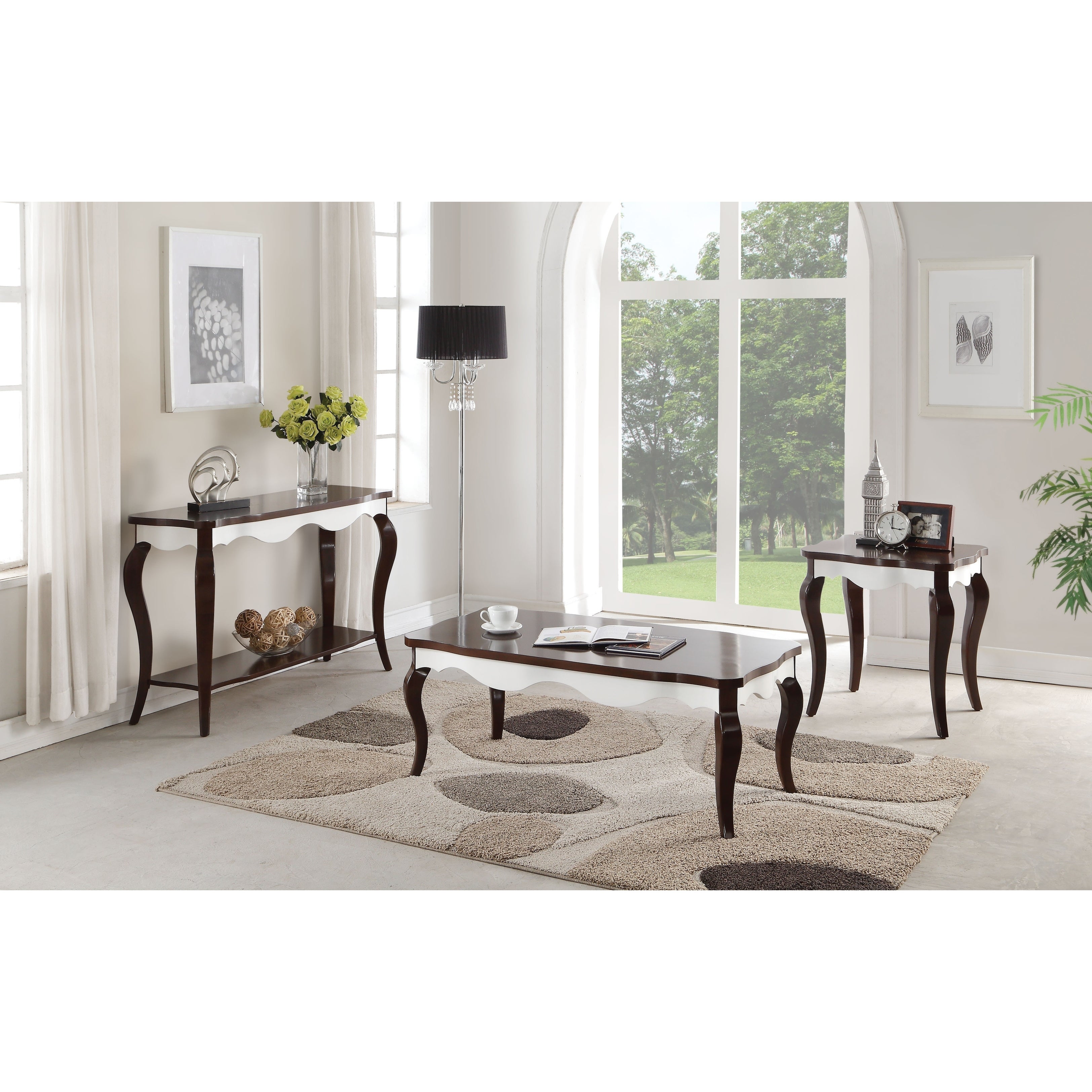 ACME Mathias Coffee Table， Walnut and White - 1 Piece - Mycitystee