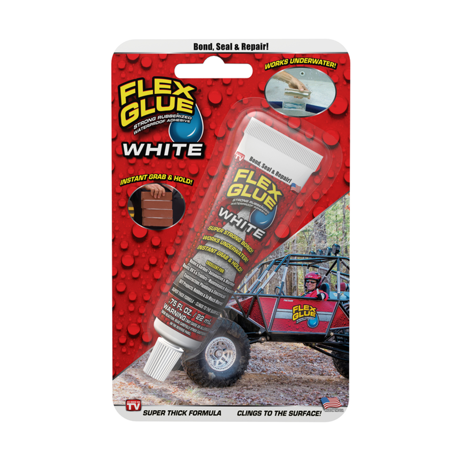 FLEX SEAL Family of Products FLEX GLUE MINI White Rubberized Waterproof Adhesive 0.75 oz - Mycitystee