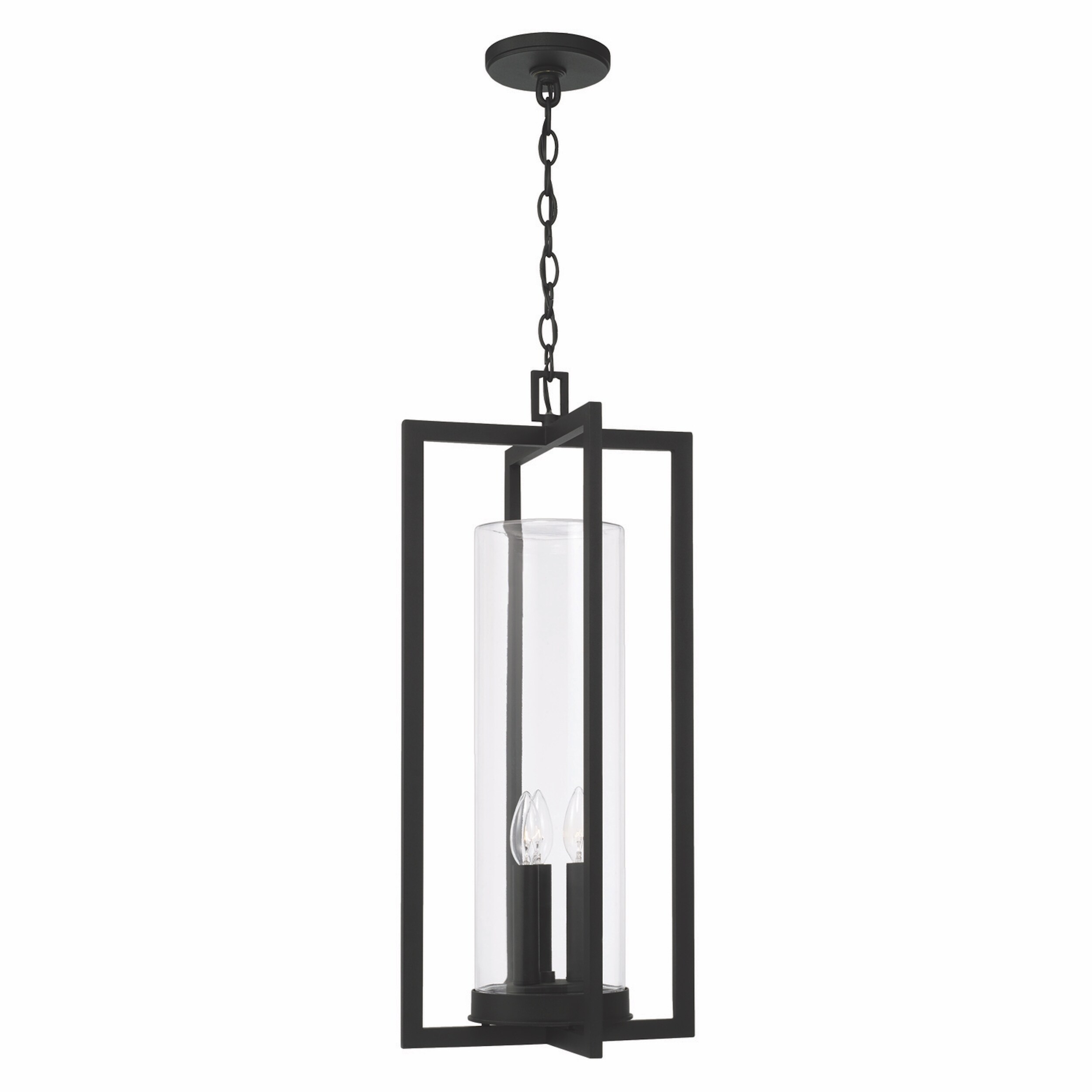 Kent 3-light Black Outdoor Hanging Pendant w/ Clear Glass - Mycitystee