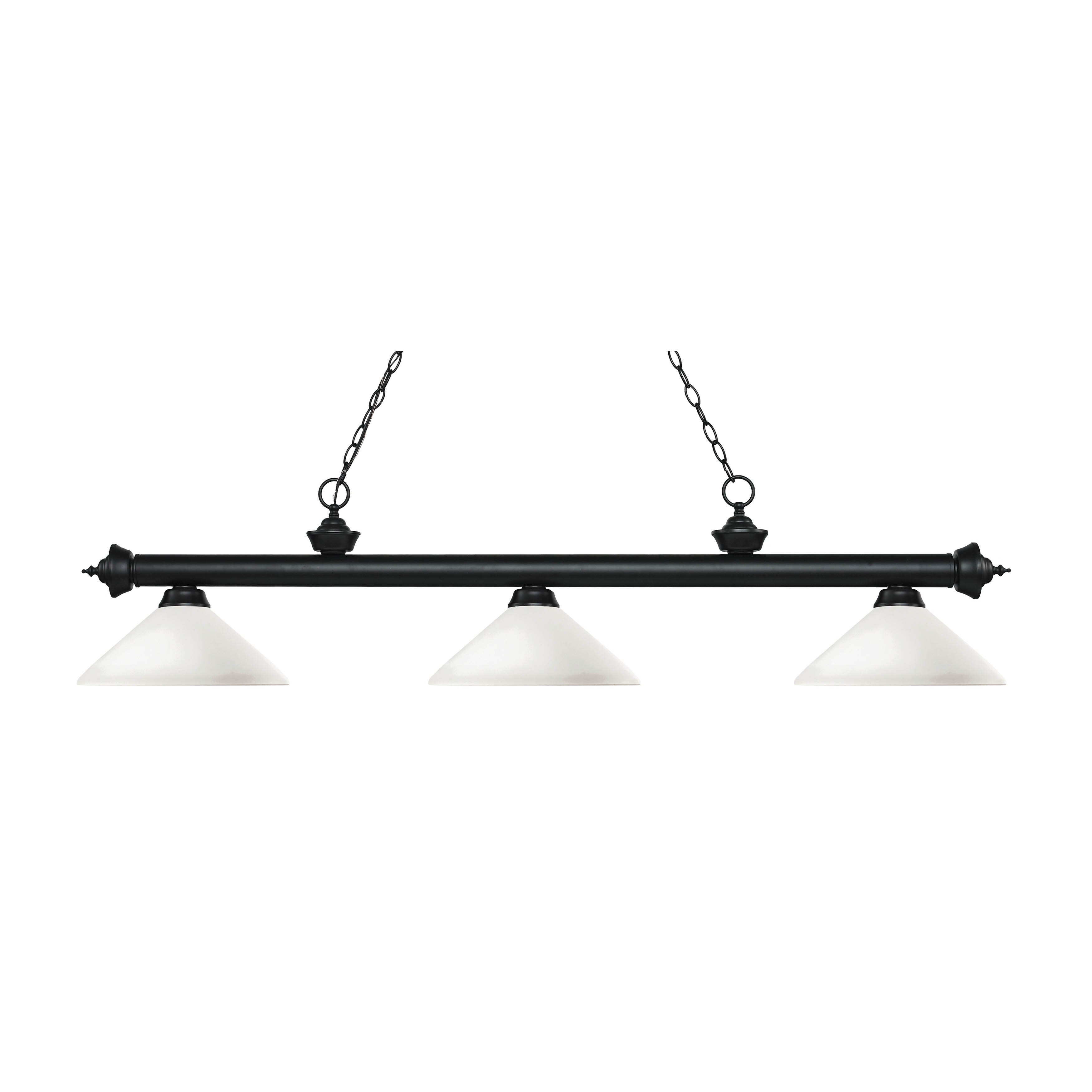 Avery Home Lighting Riviera Matte Black 3-light Island/Billiard Angle Matte Opal-finished Light - Matte Black - Mycitystee