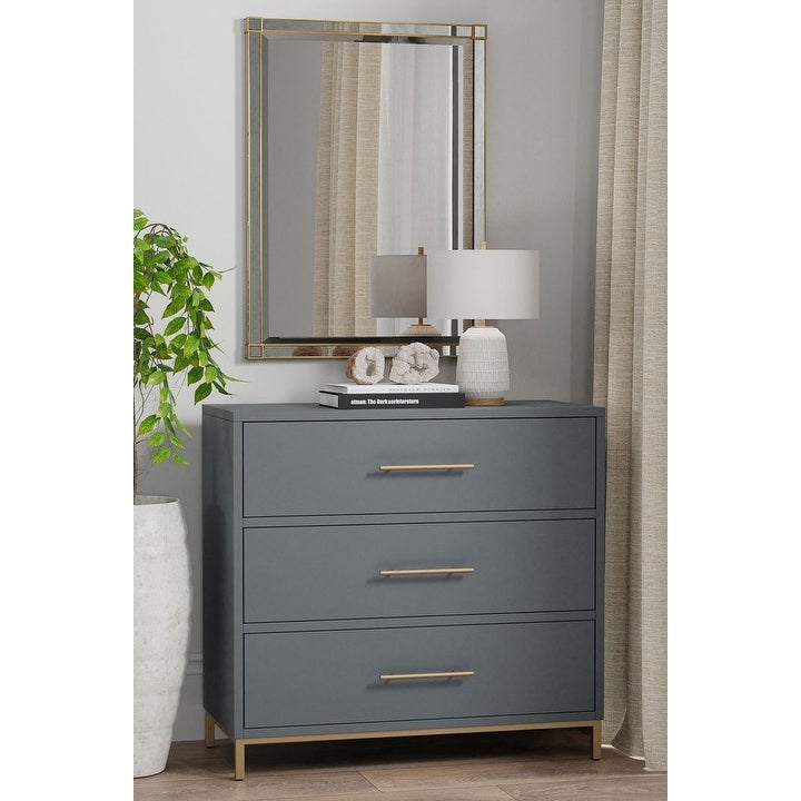 Alpine Furniture Madelyn 3 Drawer Small Chest in Slate Gray - - 37255509 - Mycitystee