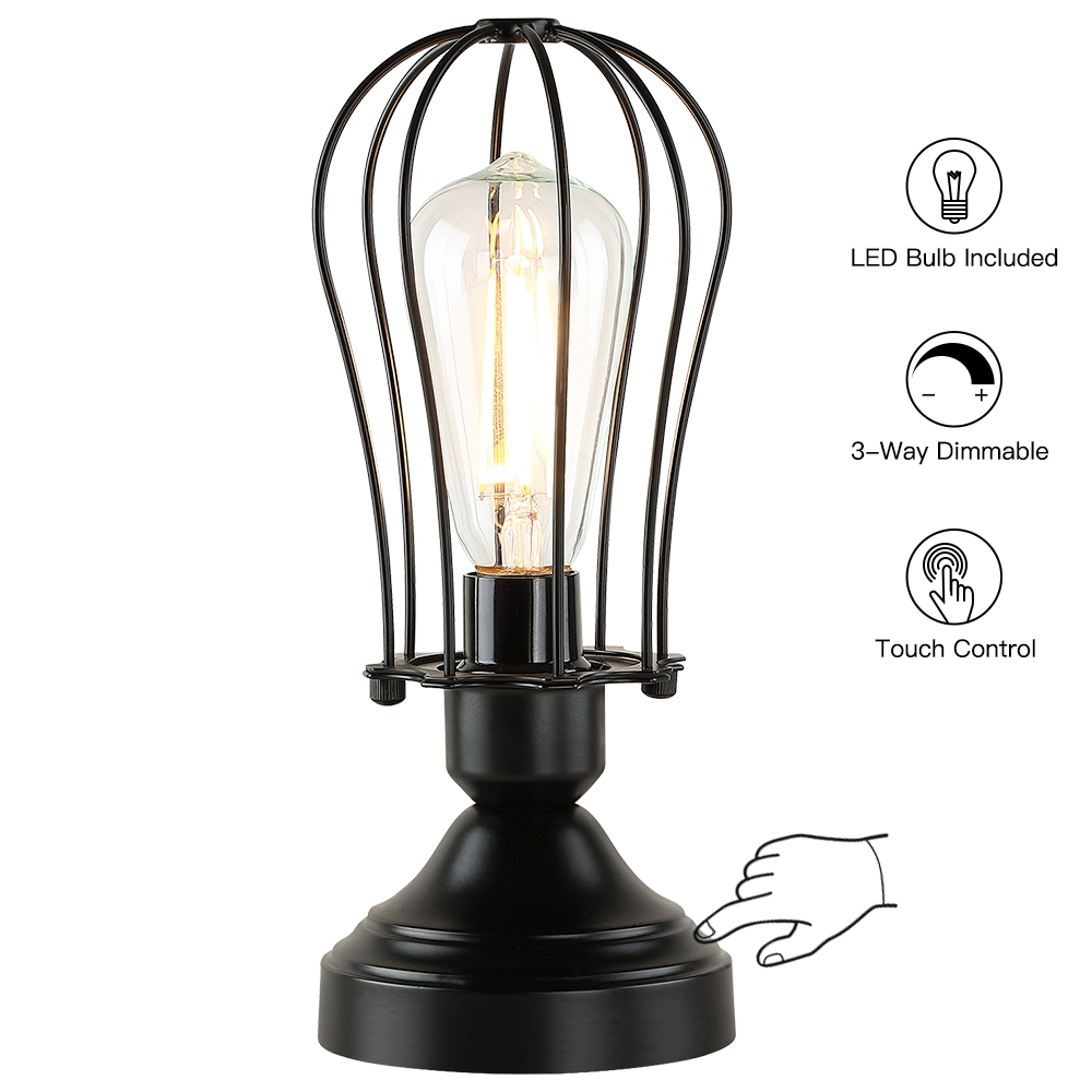 11.5-in Black Touch Control 3-Way Small Table Lamp with 6-Watt LED Bulb Included - 11.5'' H - Mycitystee