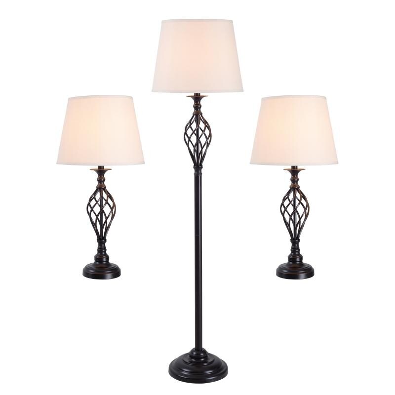 Ostell Oil Rubbed Bronze 3-Pack: Two Table Lamps， One Floor Lamp - Mycitystee