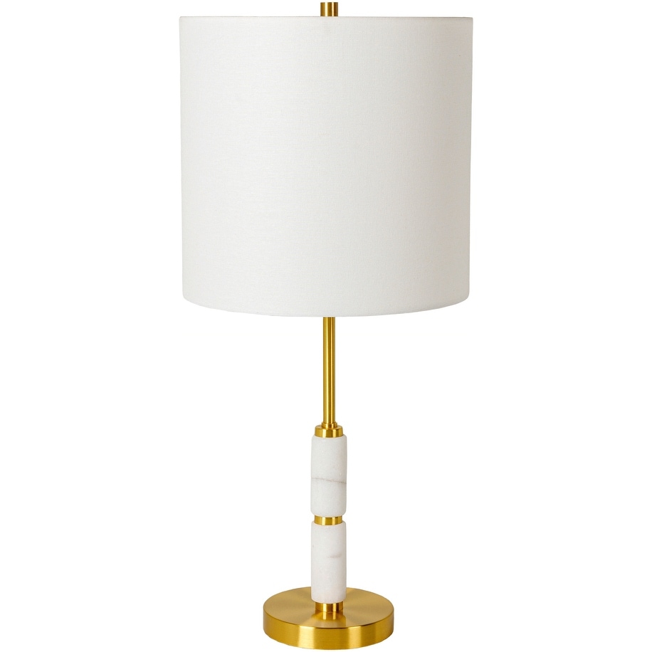Rhodaa Gold and White Stone Column Table Lamp - 28