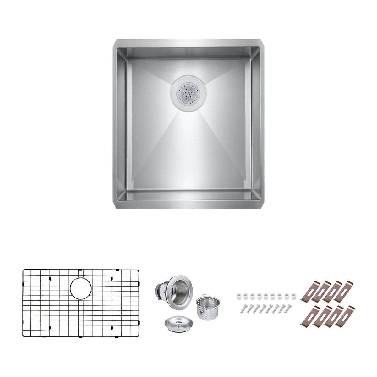 Signature Undermount Stainless Steel 16-Inch Single Bowl Sink W/Grid and Strainer - Mycitystee