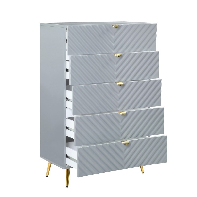 5-Drawer Wood Storage Chest with 4 Metal Legs - - 35869231 - Mycitystee