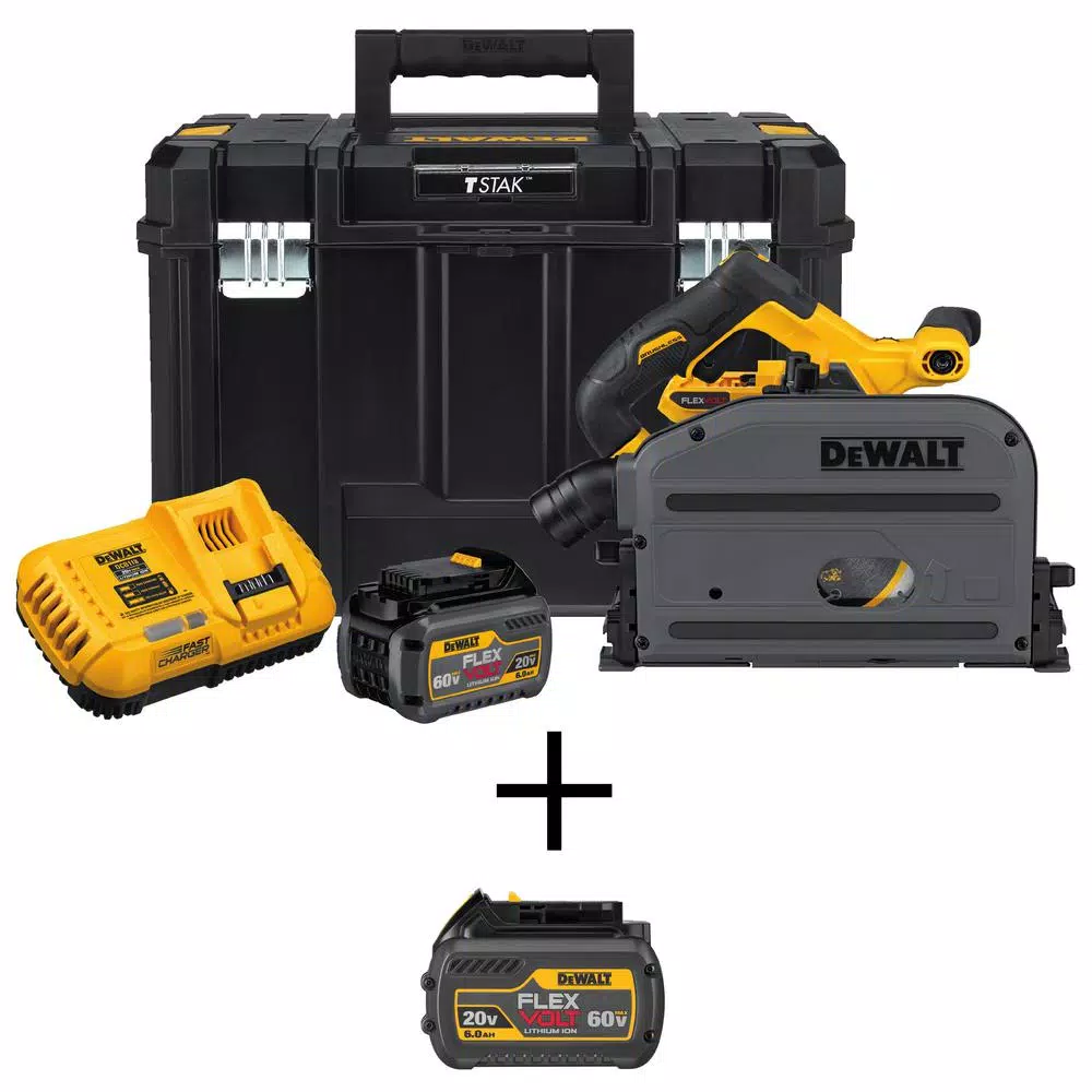 DEWALT FLEXVOLT 60-Volt MAX Cordless Brushless 6-1/2 in. Track Saw with (2) FLEXVOLT 6.0Ah Batteries and#8211; XDC Depot - Mycitystee