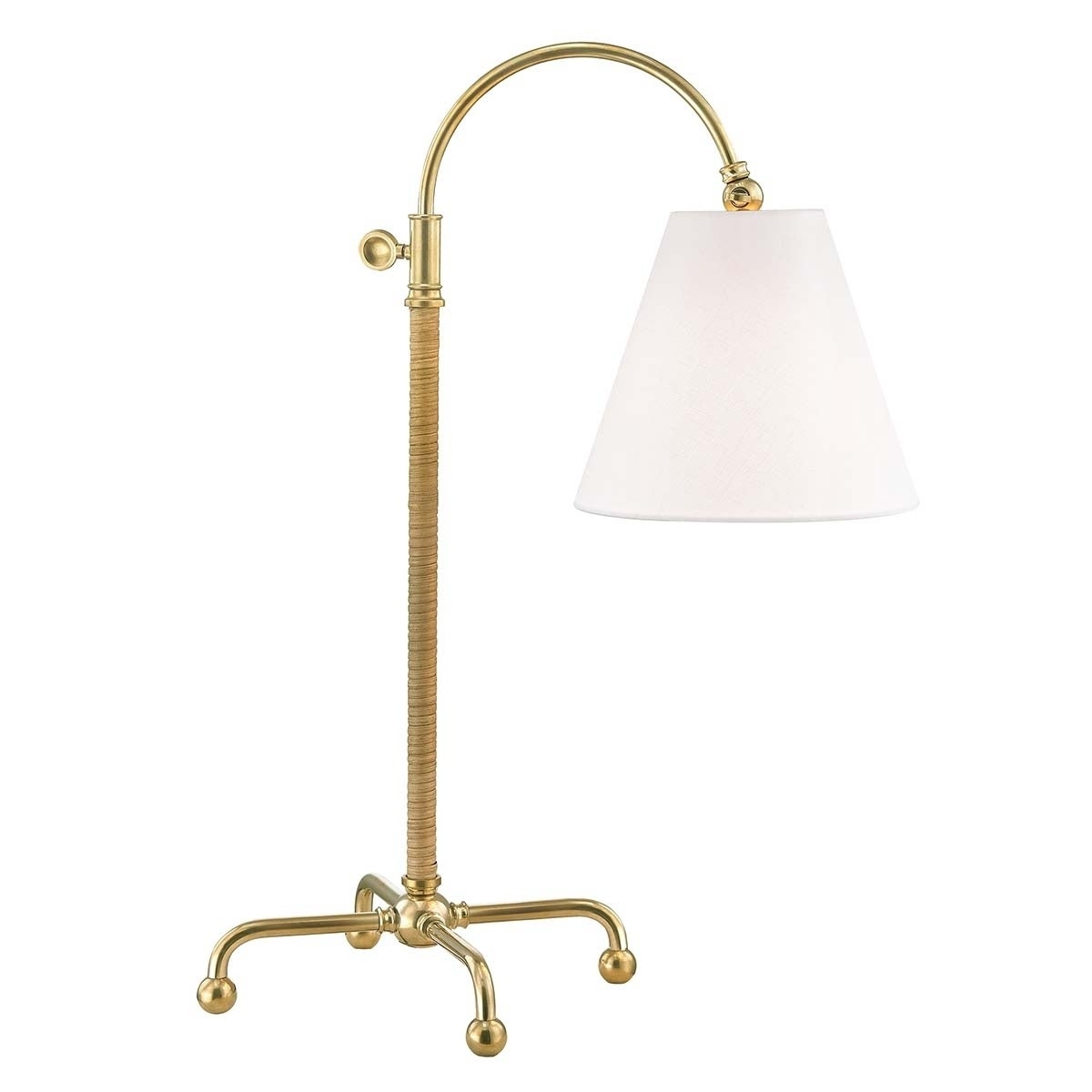 Hudson Valley Curves No.1 by Mark D. Sikes 1-light Aged Brass Table Lamp， Off-White Linen Shade - Mycitystee