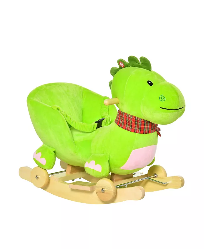 Qaba 2-in-1 Kid Ride on Rolling Rocking Rider Wheeled Plush Dinosaur Toy - Mycitystee