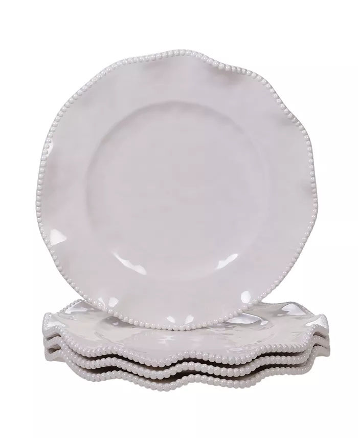 Certified International Perlette Cream Melamine 4-Pc. Dinner Plate Set - Mycitystee