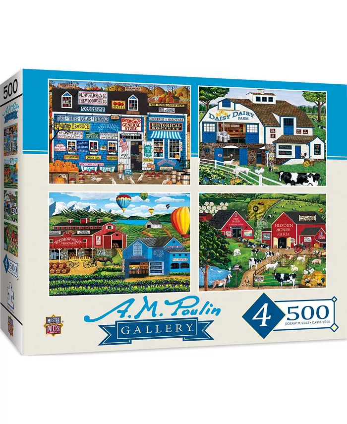 MasterPieces Puzzles AM Poulin - 4 Pack - 500 Piece Adult Jigsaw Puzzle - Mycitystee