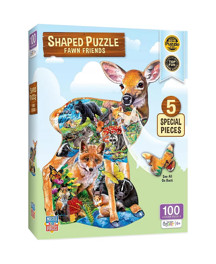 MasterPieces Puzzles Shaped - Fawn Friends 100 Piece Kids Jigsaw Puzzle - Mycitystee