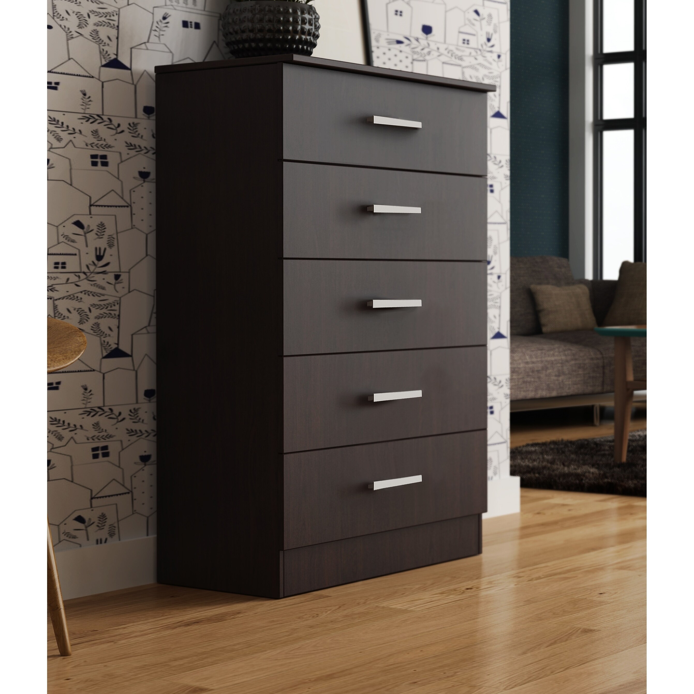 Hanover Espresso 5 Drawer Wooden Chest - - 31004602 - Mycitystee
