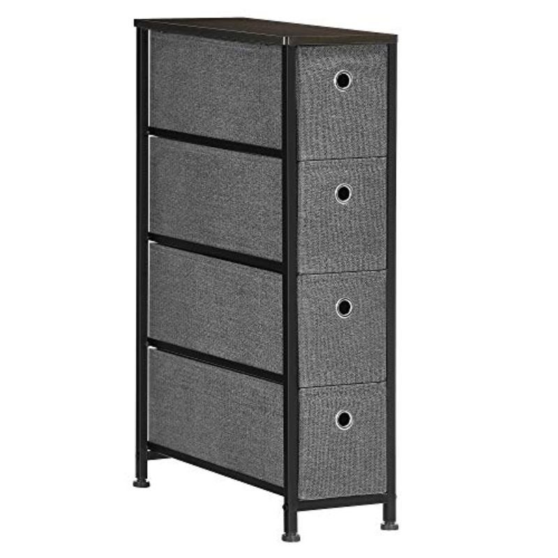 Narrow Dresser with 4 Fabric Drawers Vertical Slim Storage Tower Unit， 7.9
