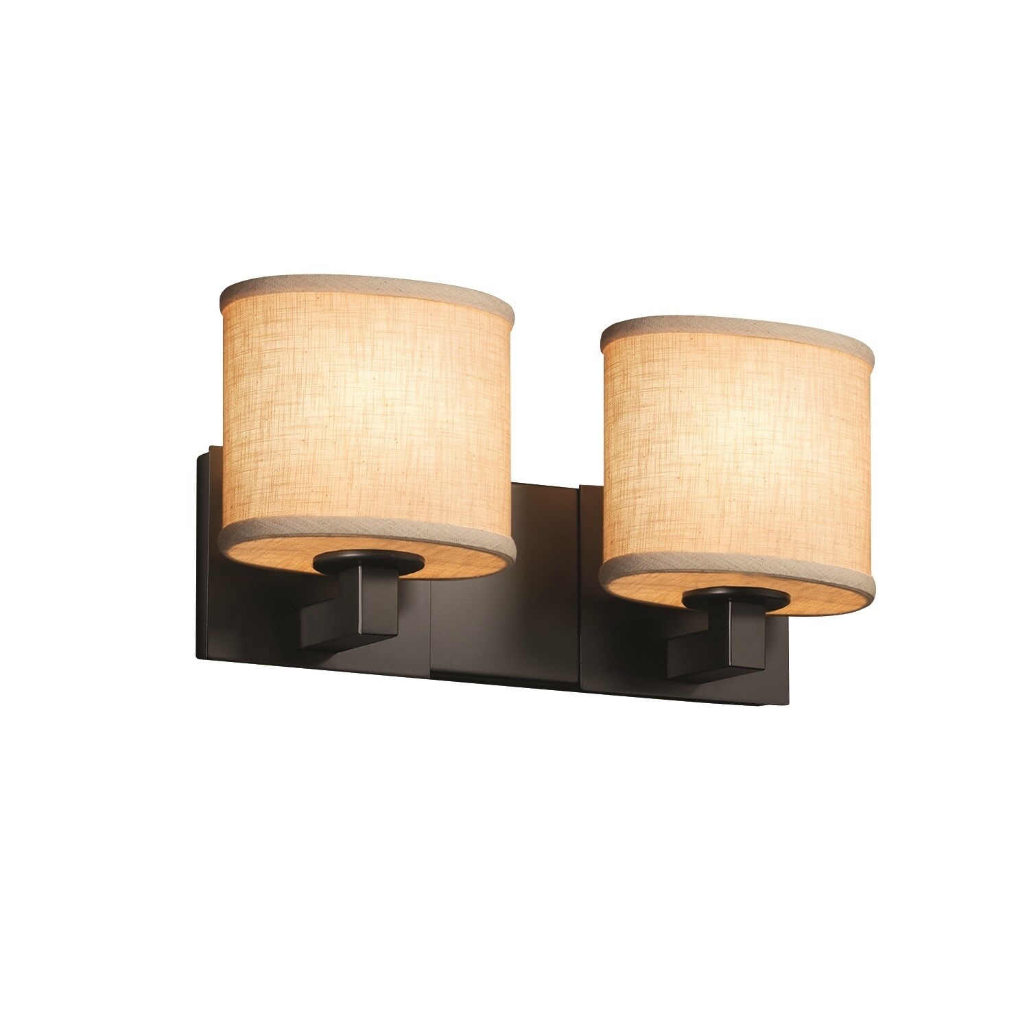 Justice Design Textile Modular 2-light Matte Black Bath Bar， Cream Oval Shade - Mycitystee