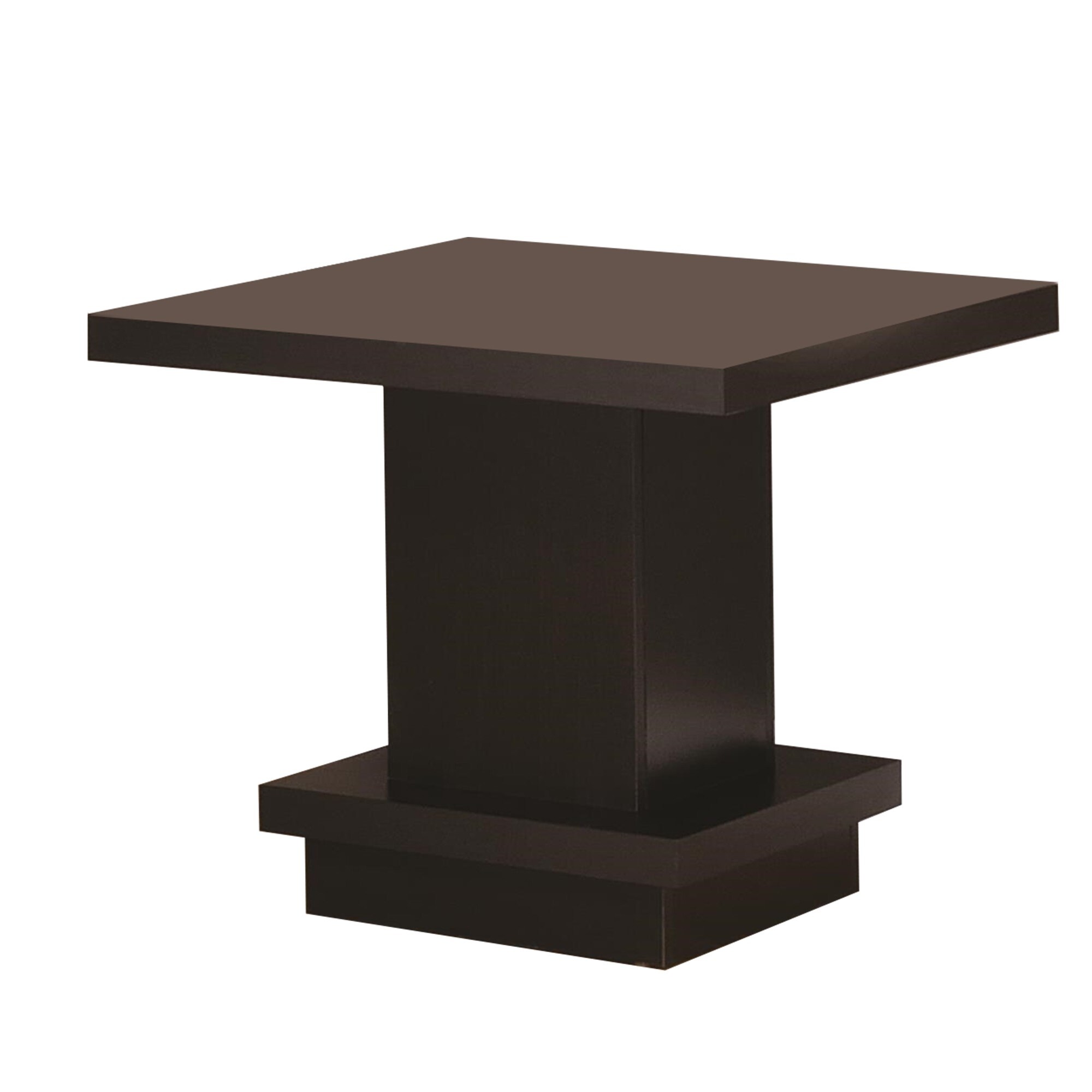 Contemporary End Table With Pedestal Base， Cappuccino Brown - Mycitystee