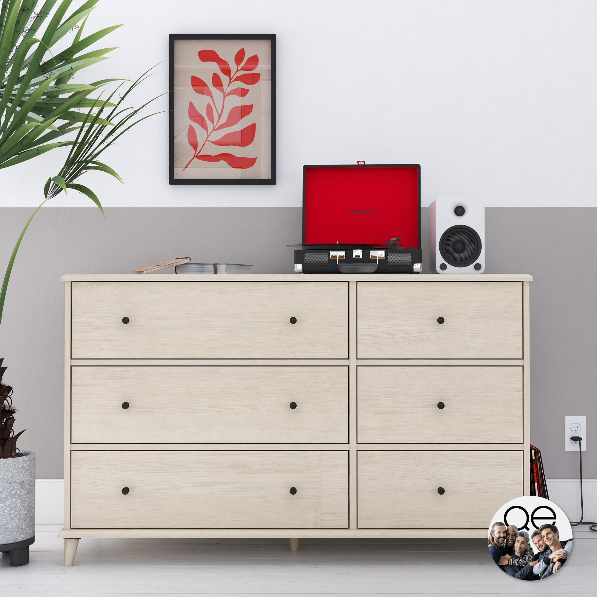 Farnsworth 6 Drawer Mid-Century Modern Dresser， Ivory Oak - - 37236426 - Mycitystee
