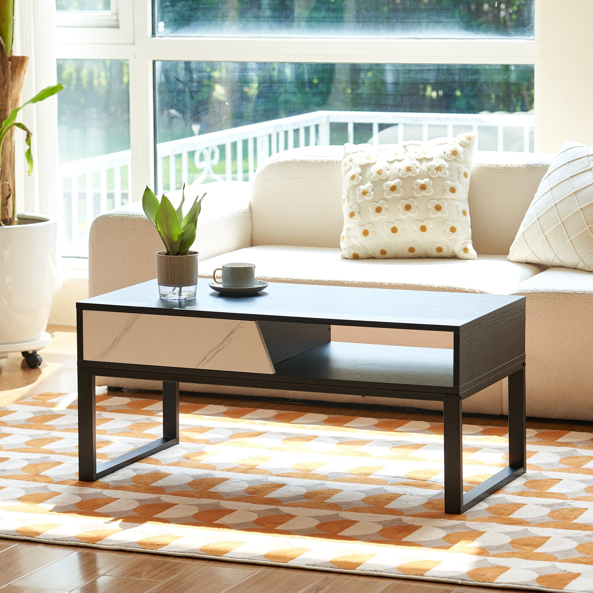 CO-Z Modern 39-Inch Coffee Table with Storage Shelf - Mycitystee