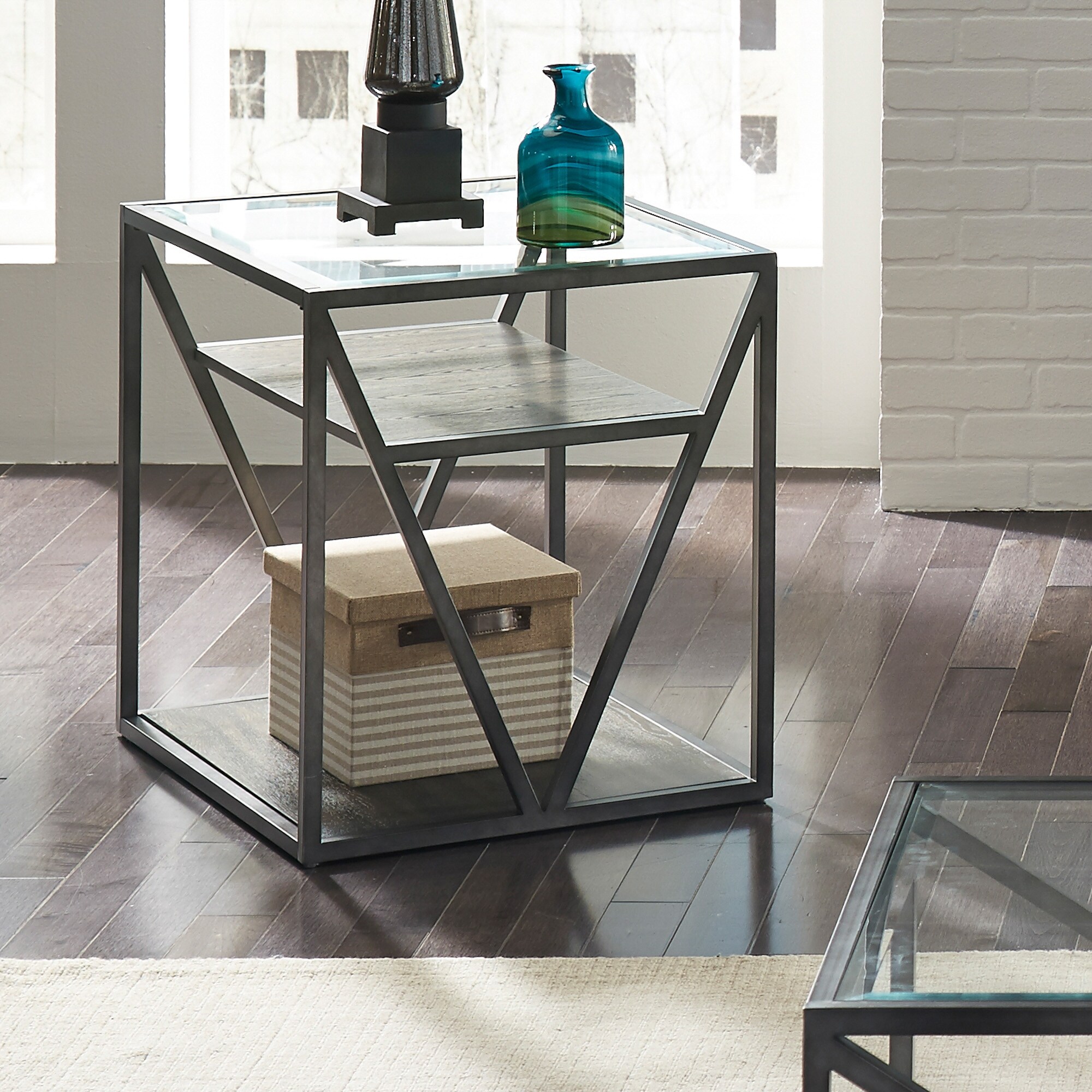 Arista Cobblestone Brown with Grey Dusty Wax Hang-up End Table - Mycitystee