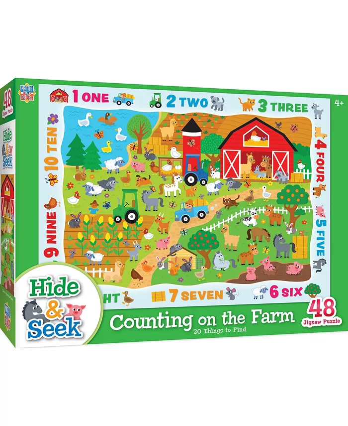 MasterPieces Puzzles Hide Seek - Counting on the Farm 48 Piece Kids Puzzle - Mycitystee