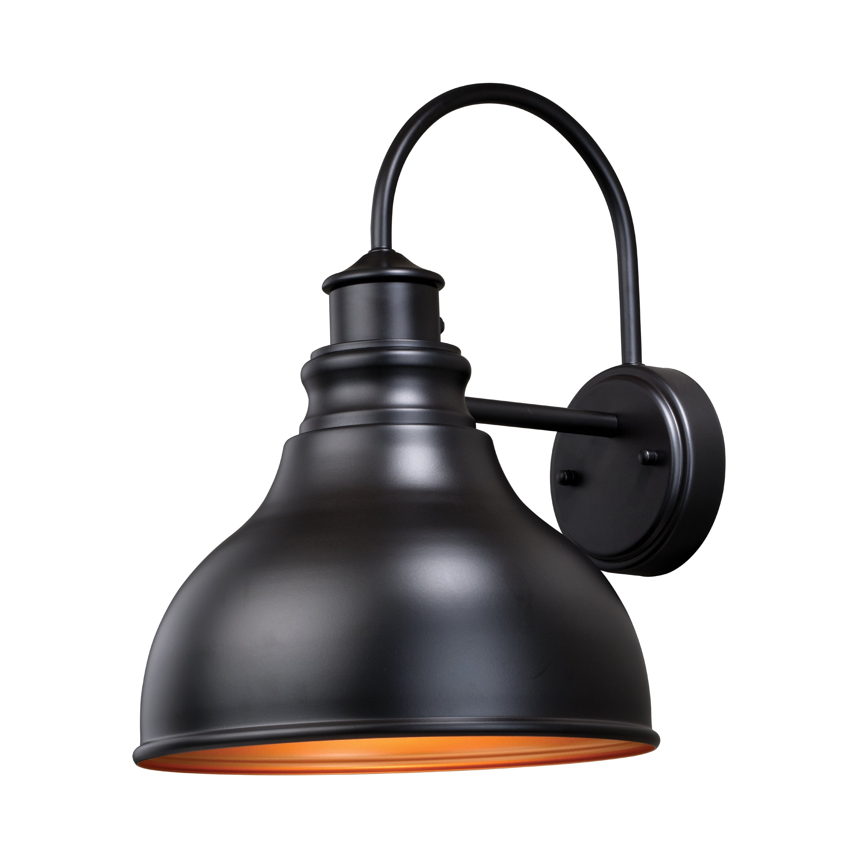 Delano 1 Light Dusk to Dawn Bronze Gold Farmhouse Barn Dome Outdoor Wall Lantern - 11-in W x 15-in H x 13-in D - Mycitystee