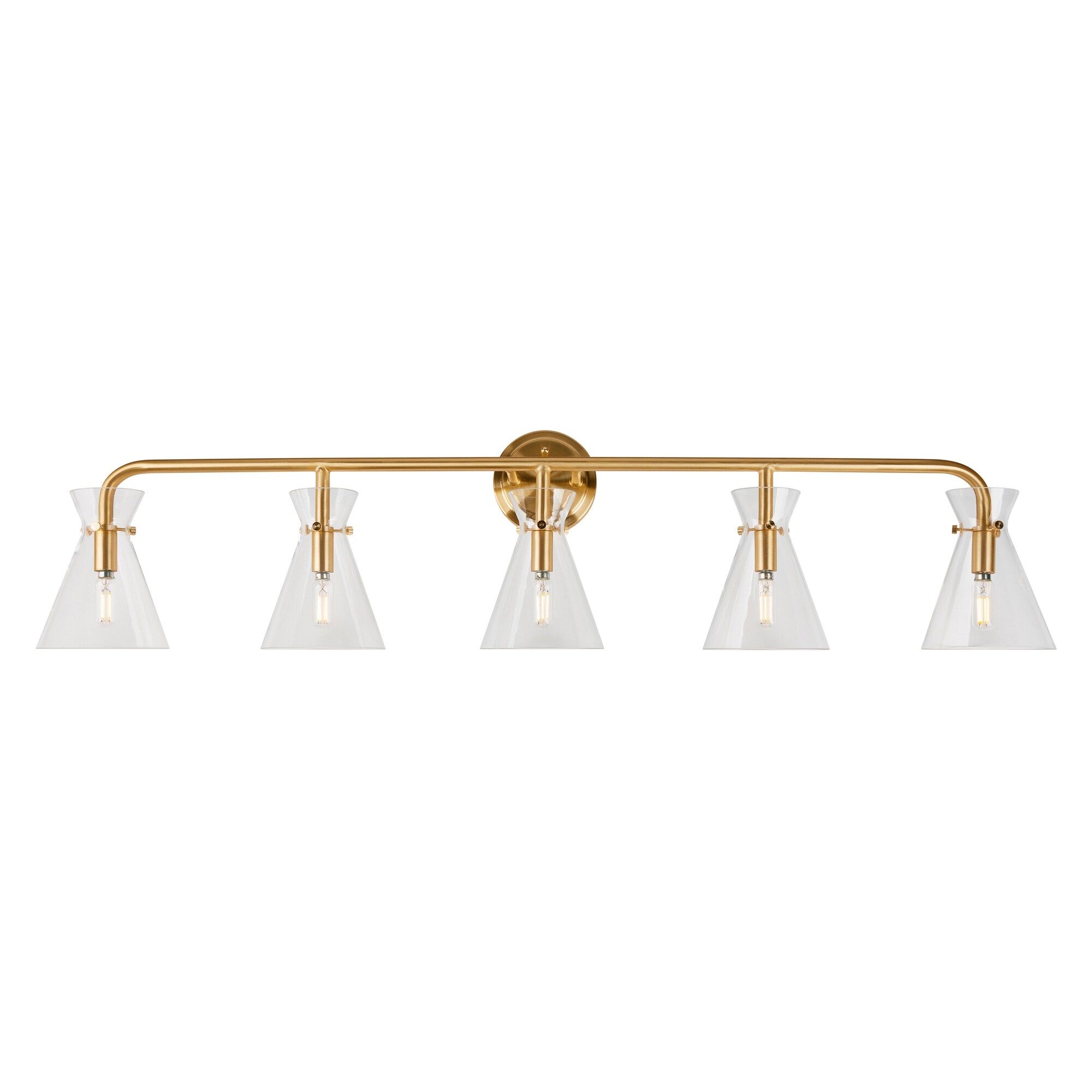 Beaker 5-Light Soft Gold Bath Vanity Light with Clear Glass - Soft Gold - Mycitystee