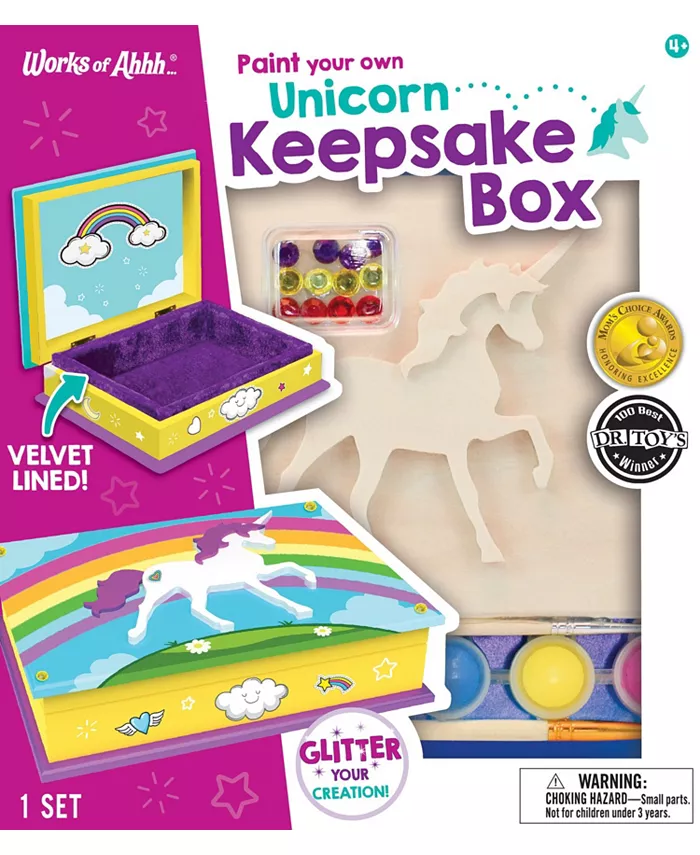 MasterPieces Puzzles Works of Ahhh Craft Set - Unicorn Keepsake Box Classic Wood Paint Kit - Mycitystee