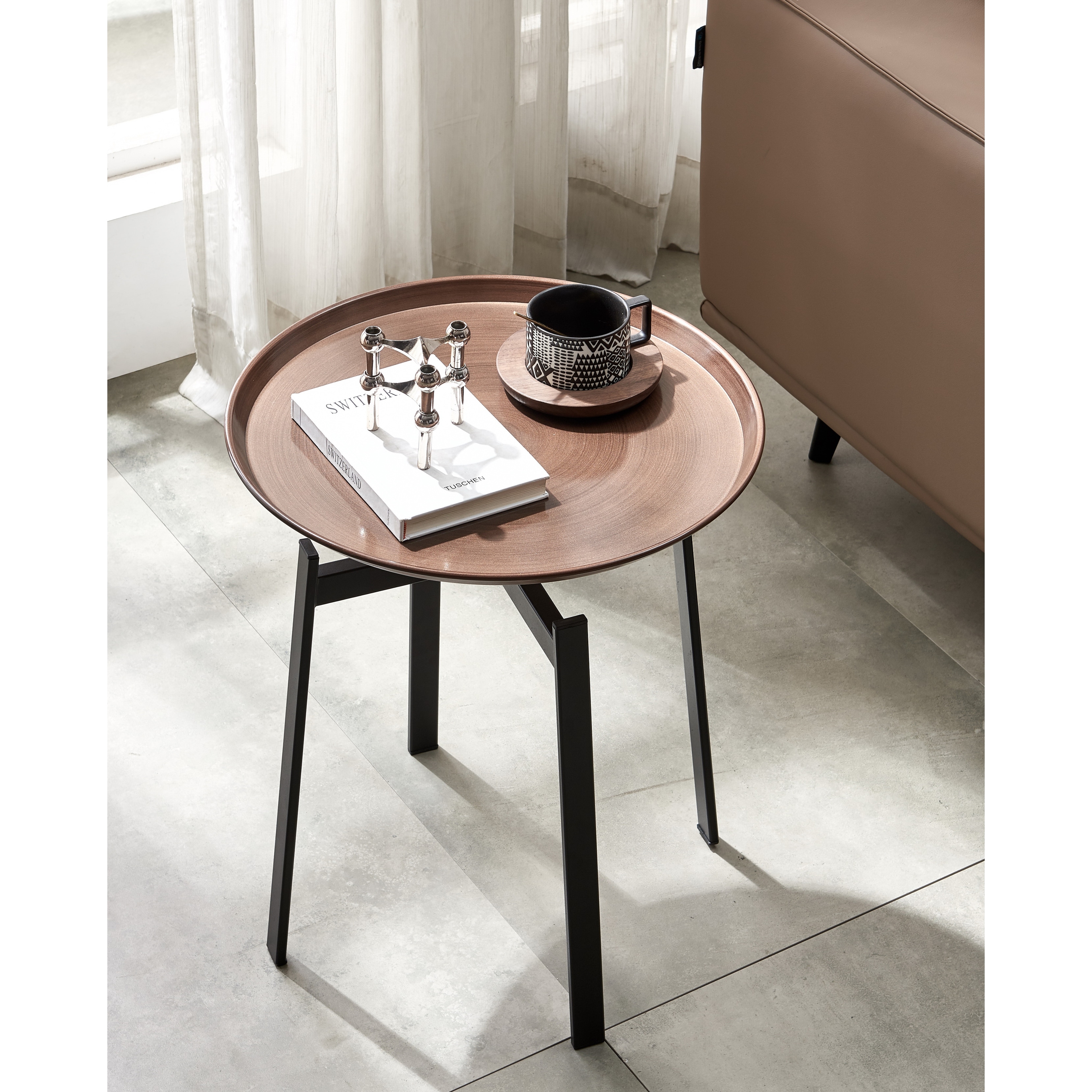 Round Side Table with Four Legs ofd A Tray Style Botto - Mycitystee