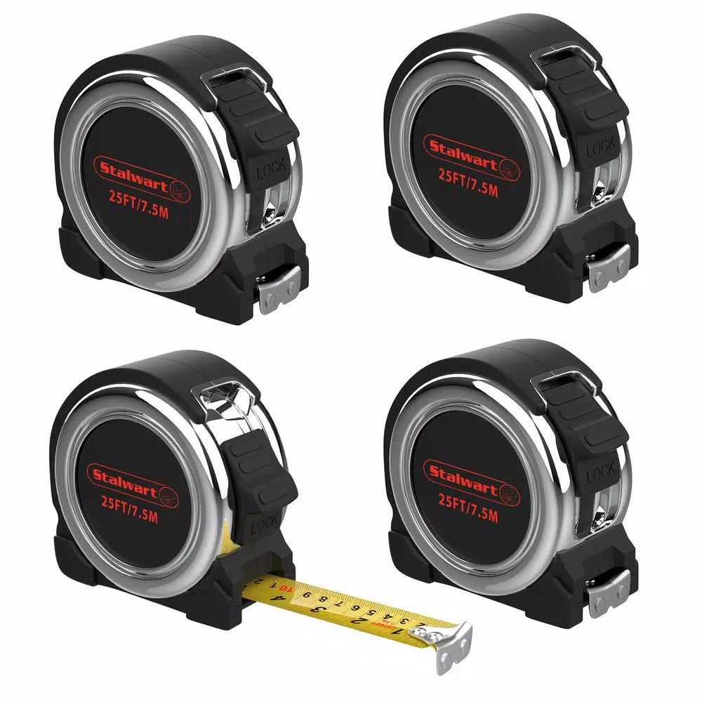 Stalwart 25 ft. Retractable Tape Measure (4-Pack) and#8211; XDC Depot - Mycitystee