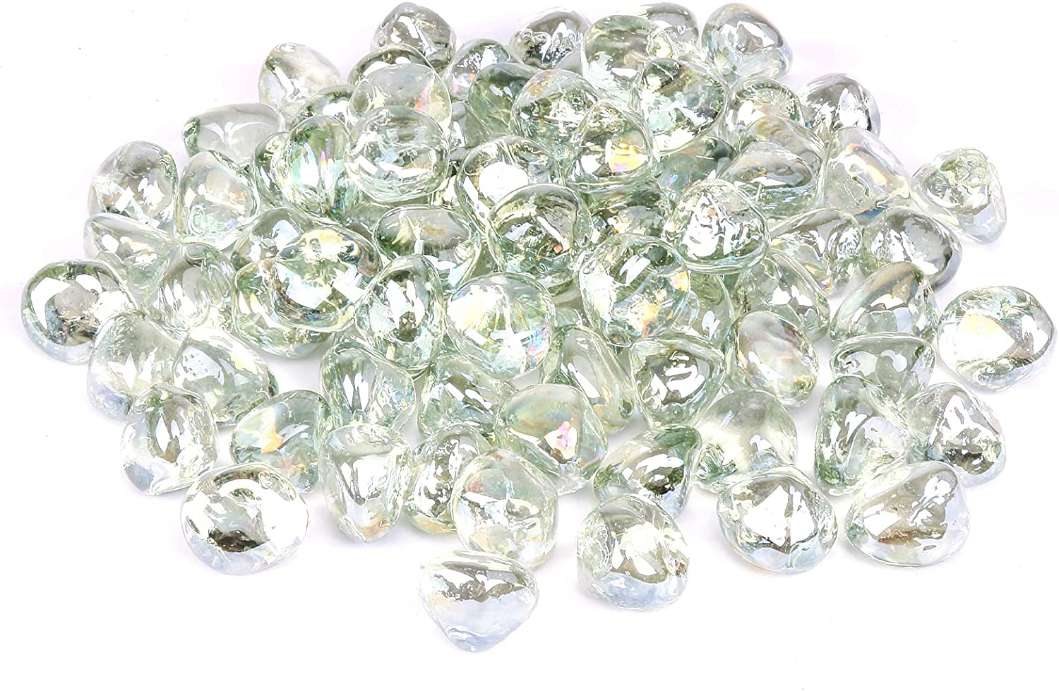 1'' High Luster Reflective Tempered Ultra White Fire Glass Diamonds Rock for Fire Pit, Fireplace, 10 LBS Kit - Mycitystee