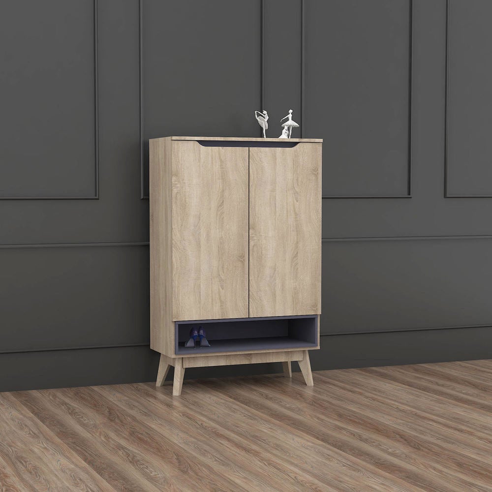 Carson Carrington Eskilstuna Mid-century Two-tone Oak and Grey Wood 5-drawer Storage Cabinet - - 21797099 - Mycitystee