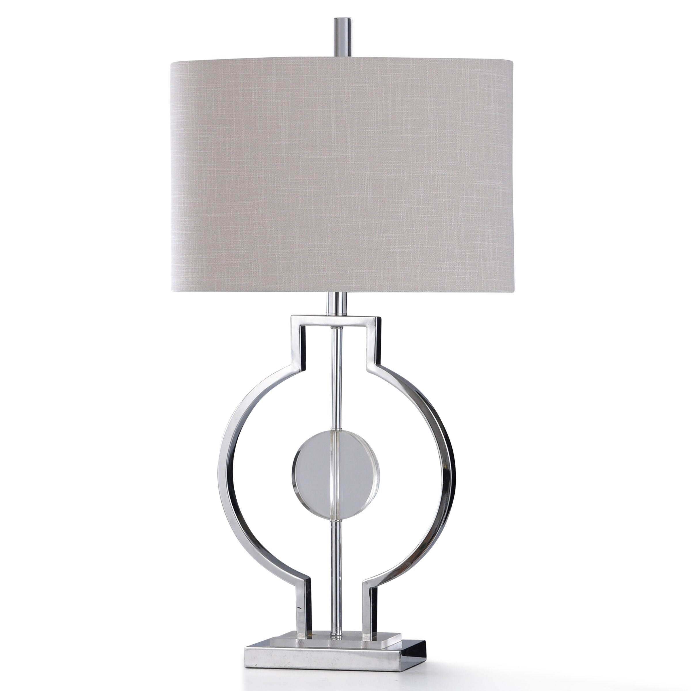 StyleCraft Orbital Zorzi Chrome and Clear Crystal Glass Sphere Table Lamp with White Shade - Mycitystee