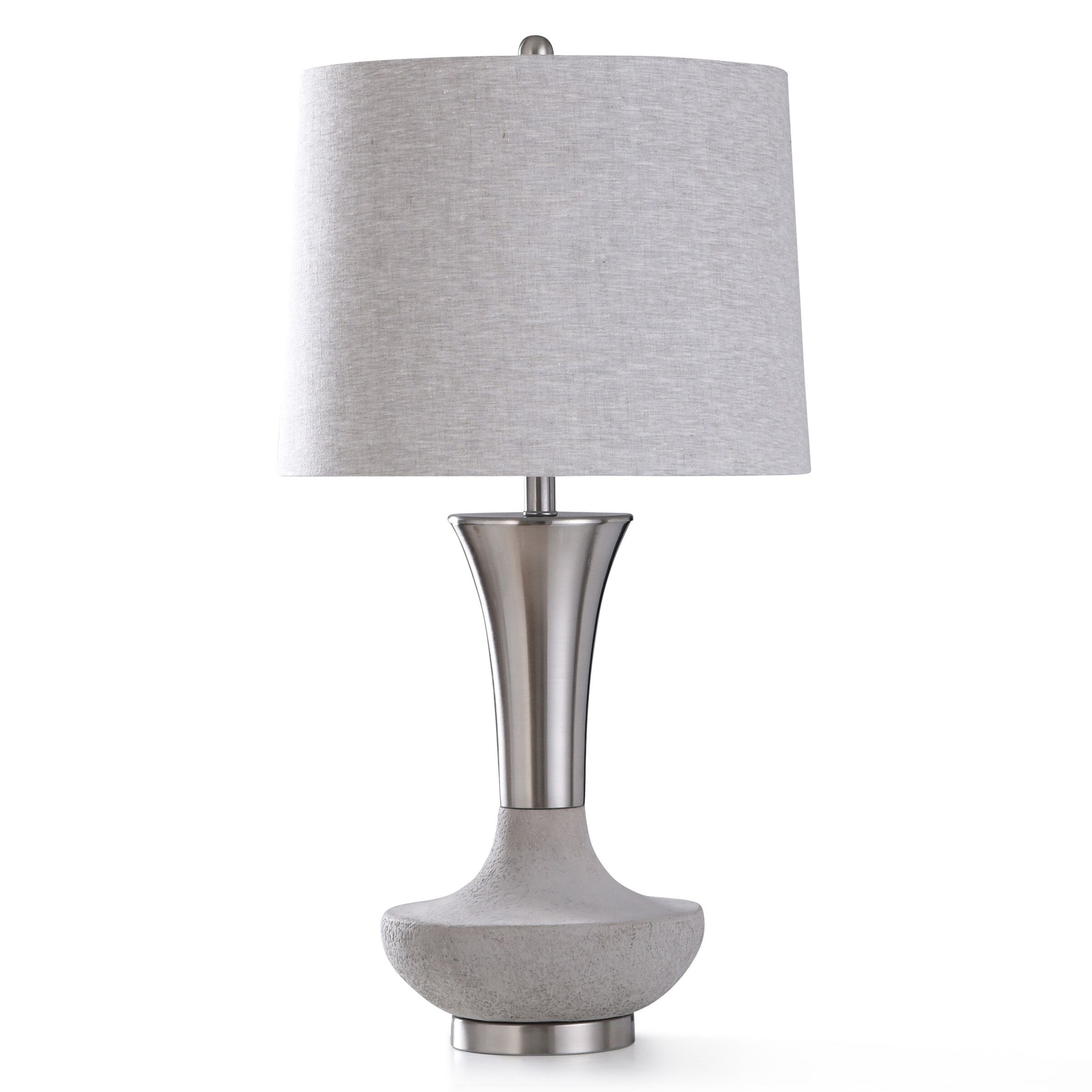StyleCraft Dante Concrete and Brushed Nickel Metal Table Lamp - Mycitystee