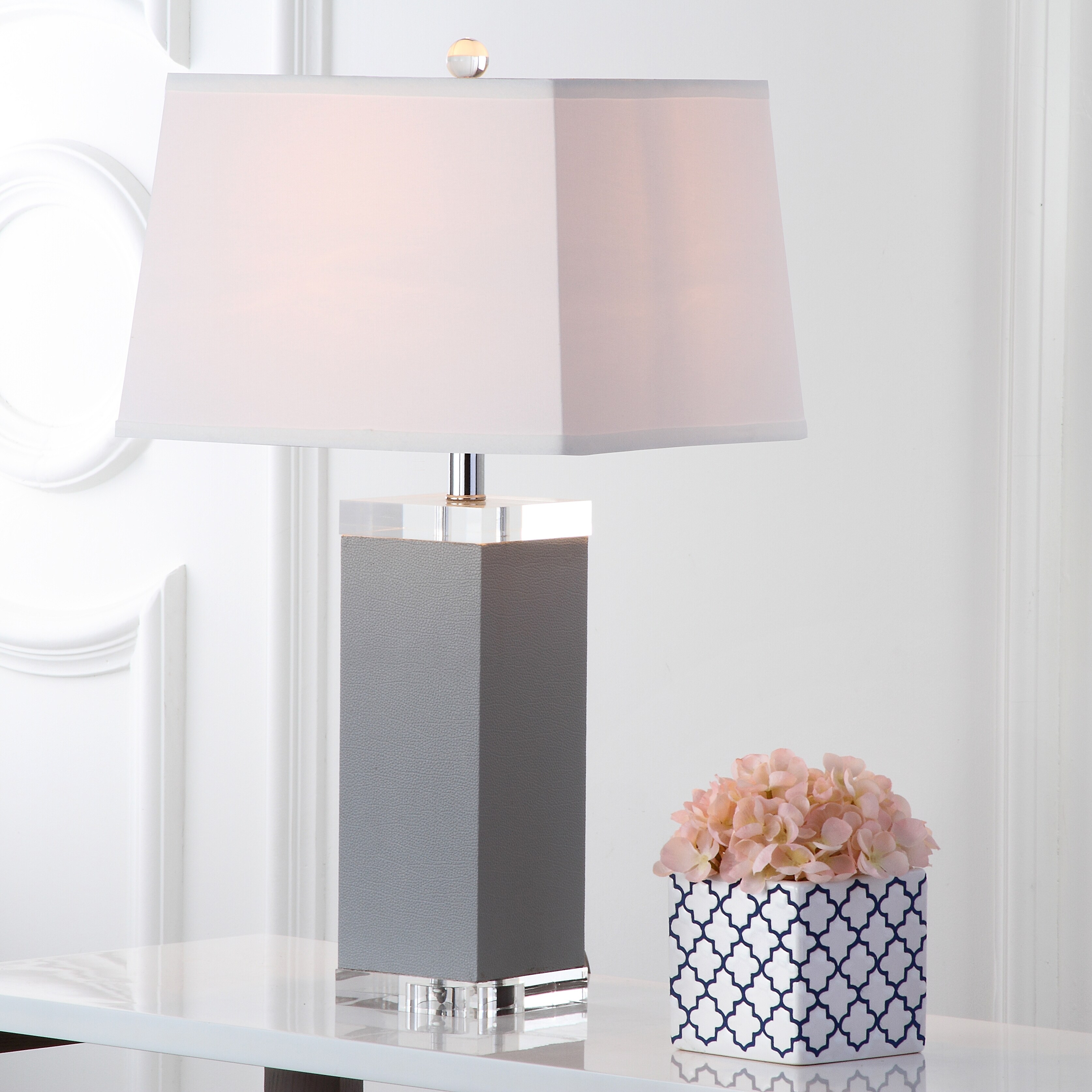 SAFAVIEH Lighting 26-inch Grey Deco Leather Table Lamp (Set of 2) - 14