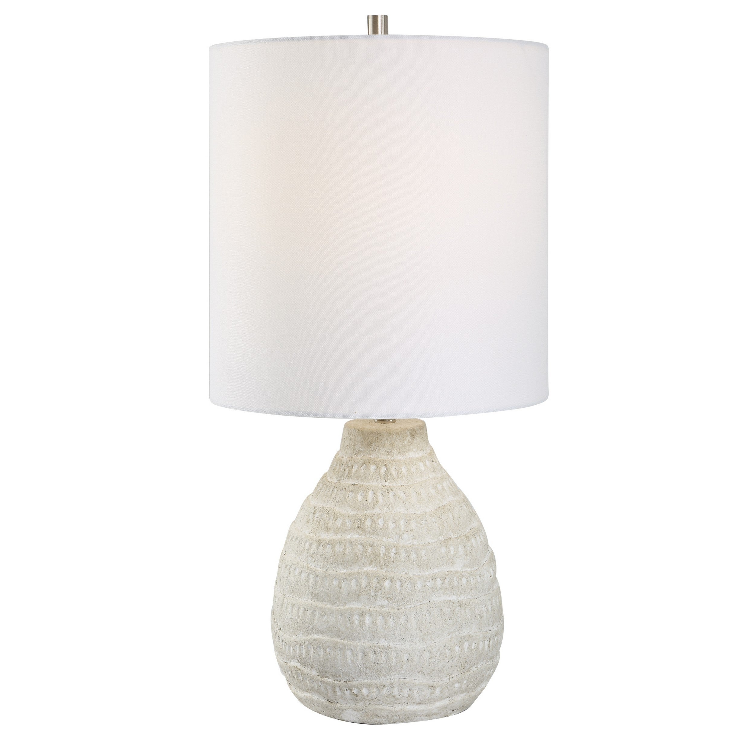 24 Inch Naturally Crafted Table Lamp， Porcelain Ceramic， Classic， White - Mycitystee